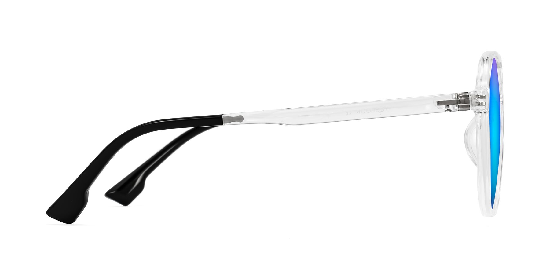 Side of Louis in Clear with Blue Mirrored Lenses