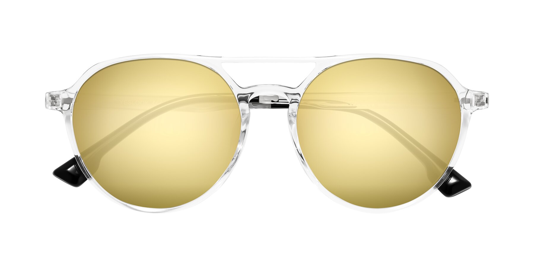 Folded Front of Louis in Clear with Gold Mirrored Lenses