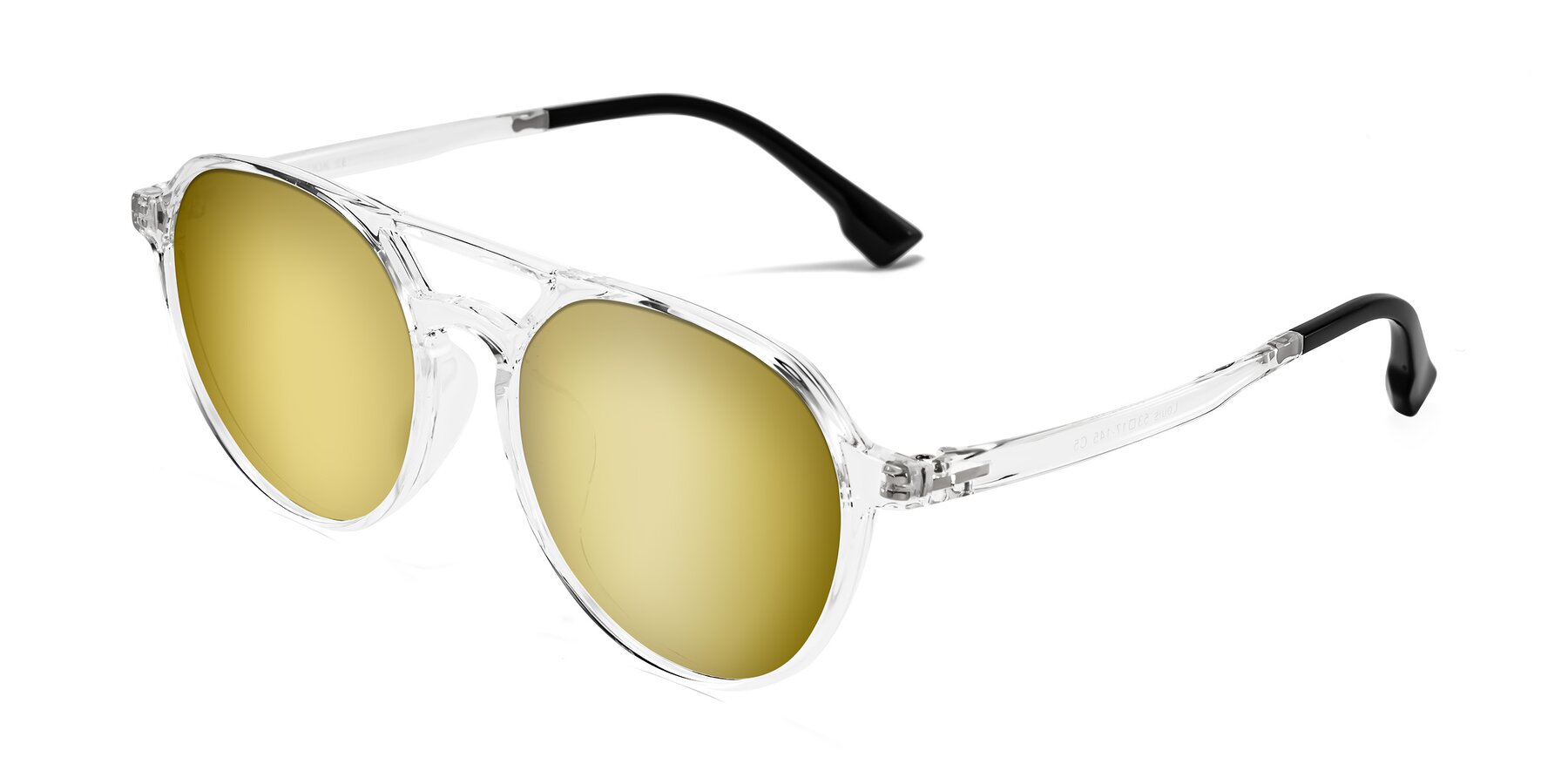 Angle of Louis in Clear with Gold Mirrored Lenses