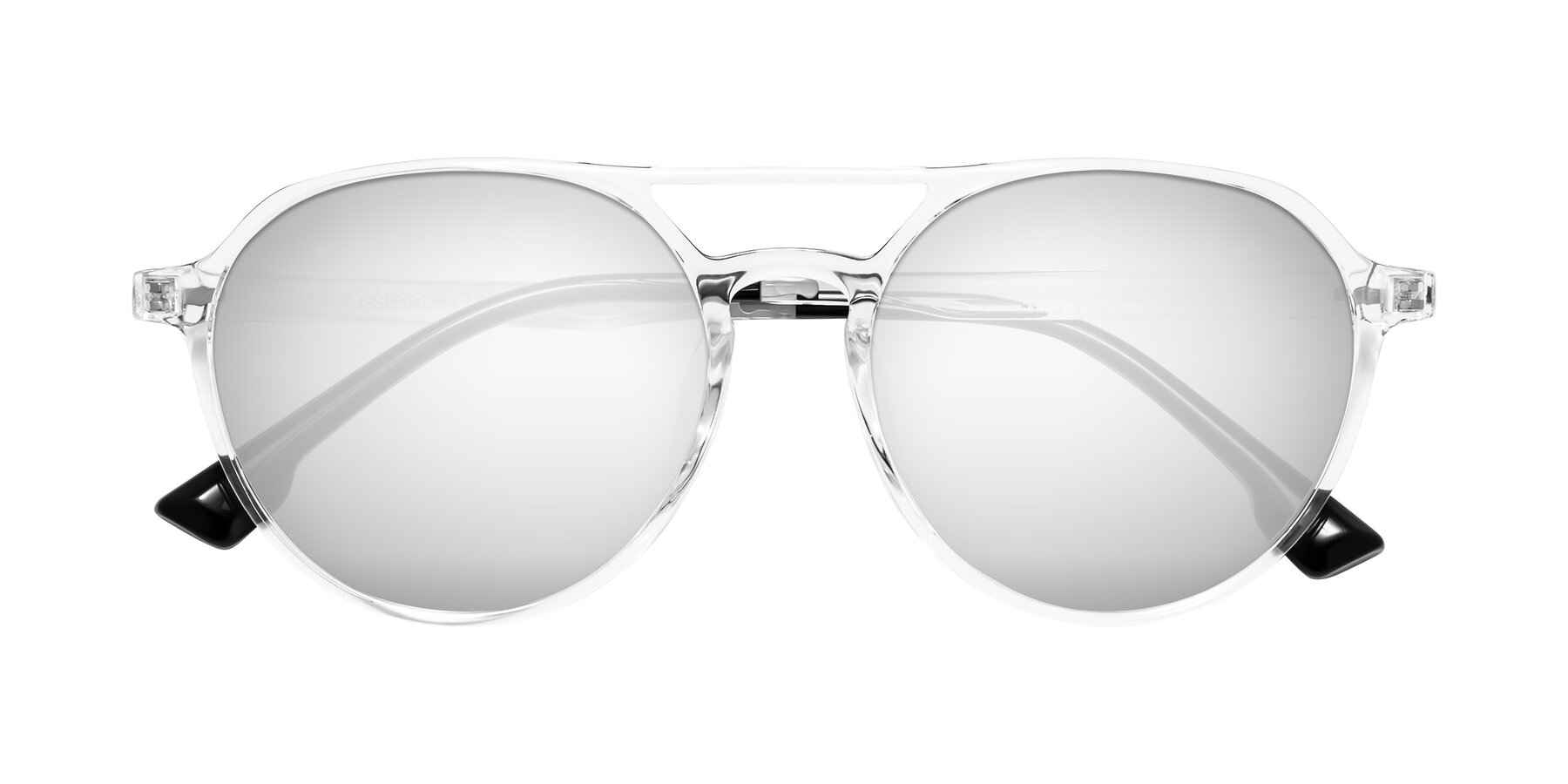 Folded Front of Louis in Clear with Silver Mirrored Lenses