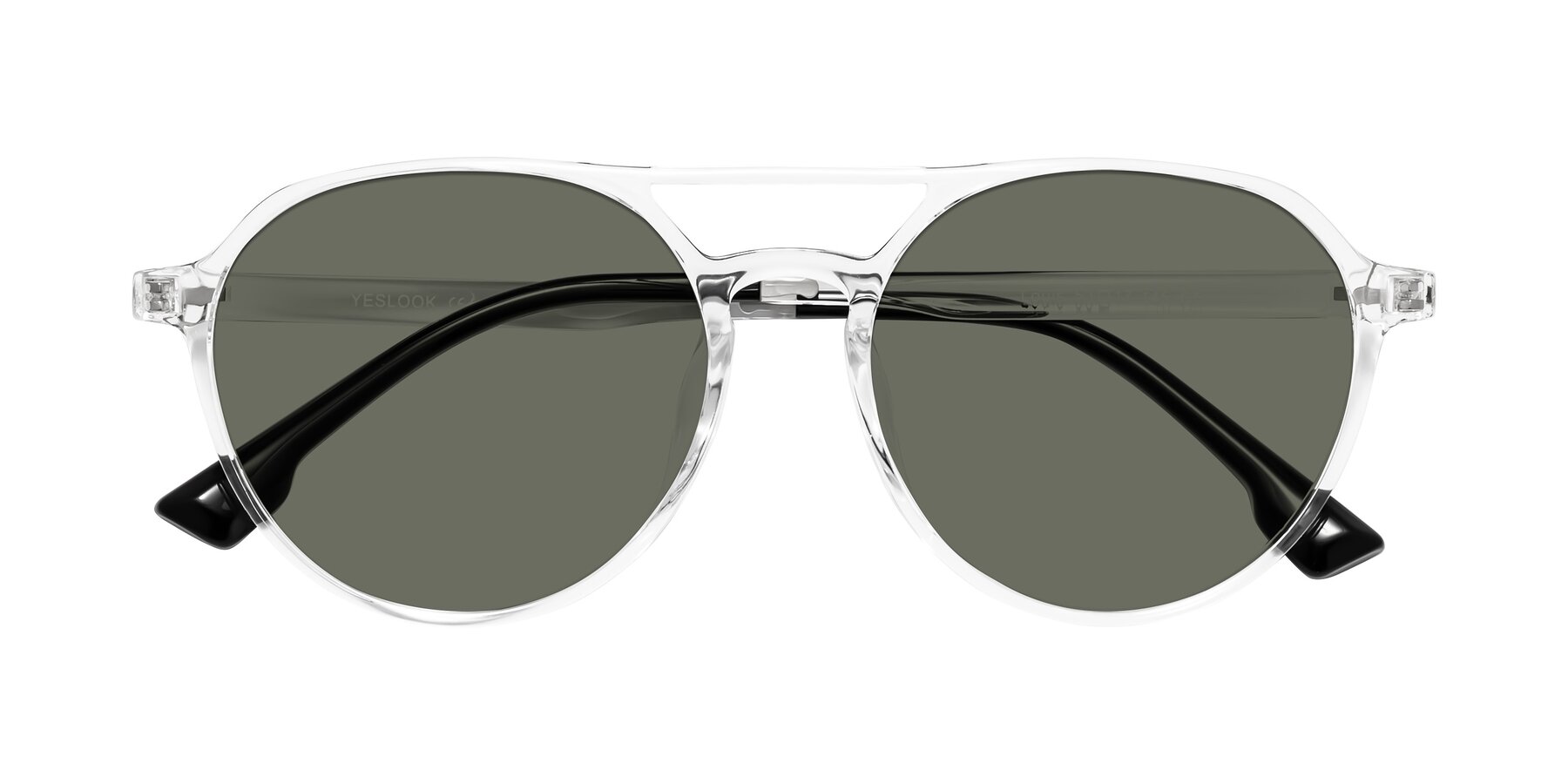 Folded Front of Louis in Clear with Gray Polarized Lenses