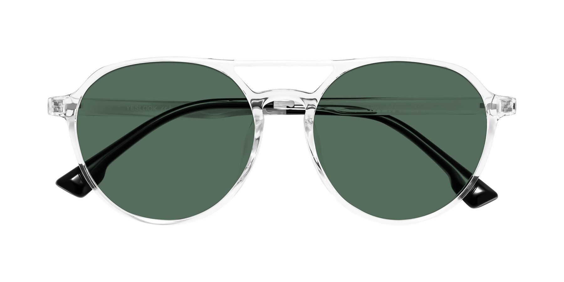 Folded Front of Louis in Clear with Green Polarized Lenses