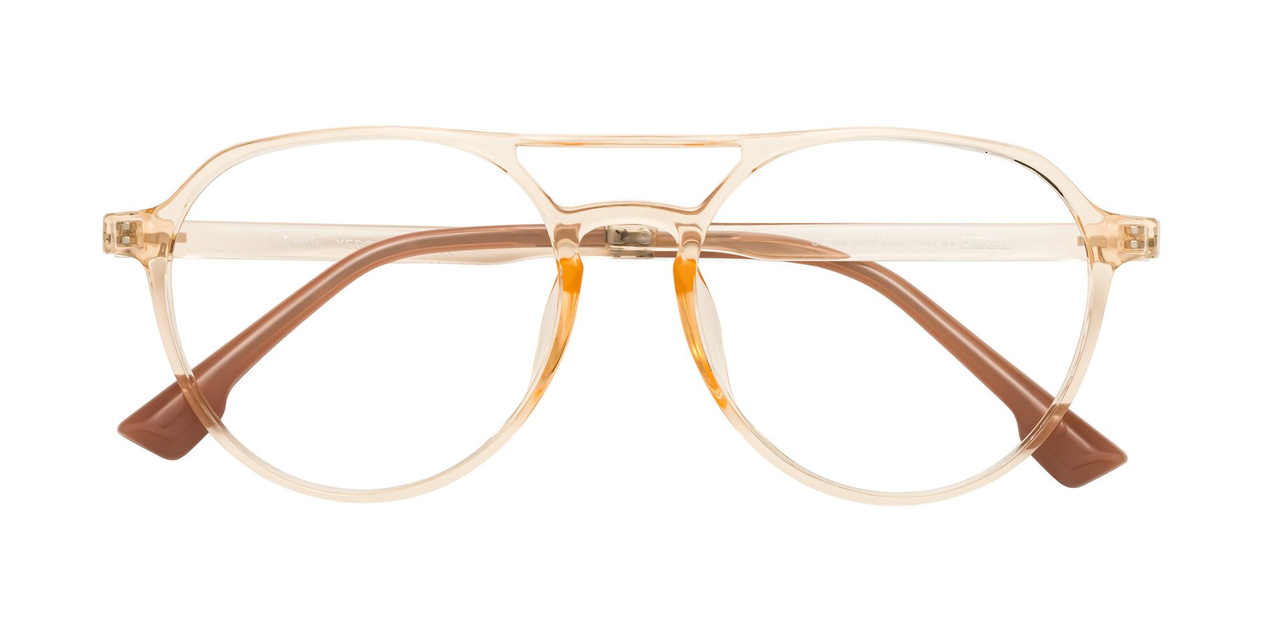 Folded Front of Louis in Coral with Clear Eyeglass Lenses