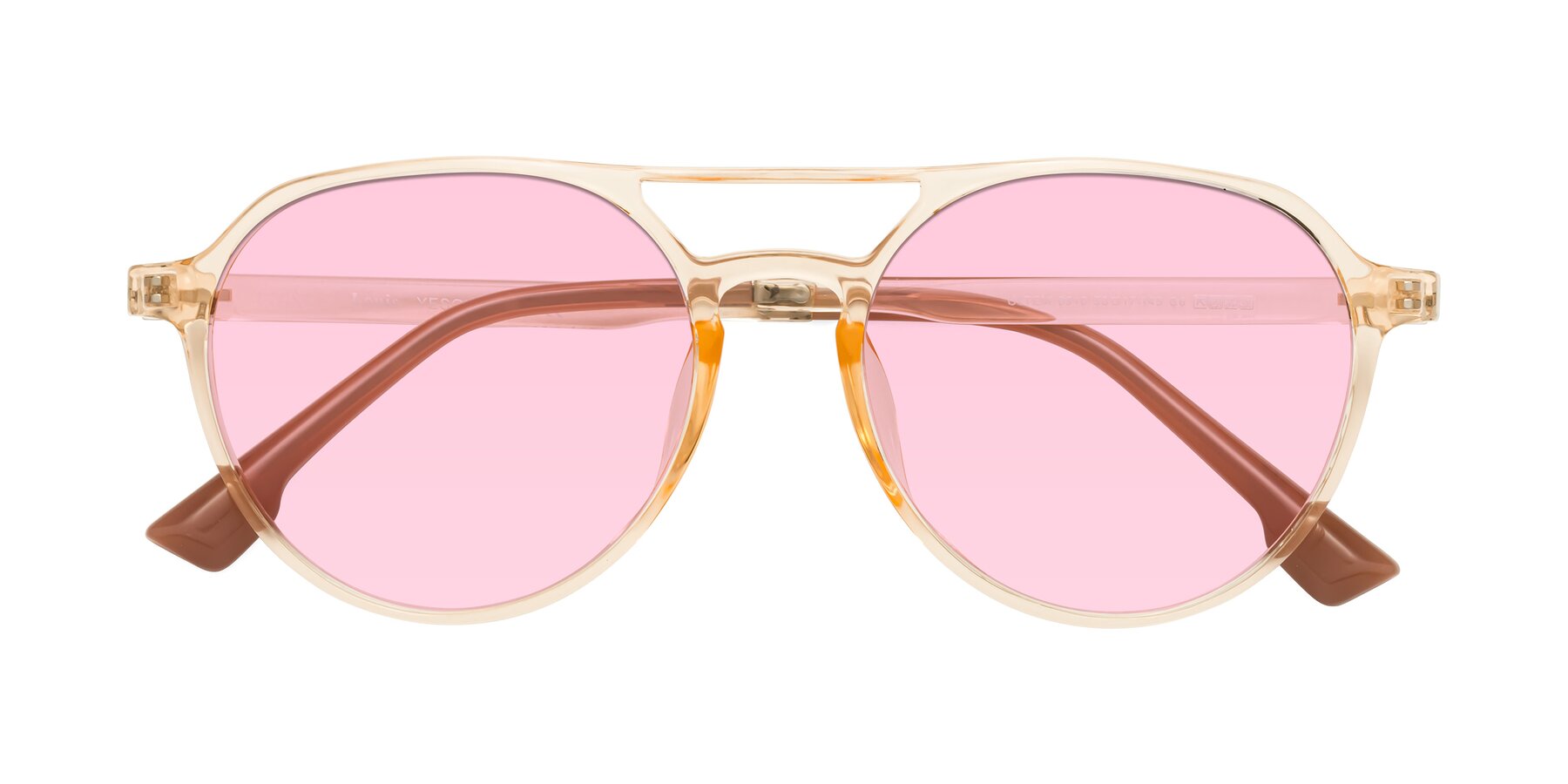 Folded Front of Louis in Honey with Light Pink Tinted Lenses