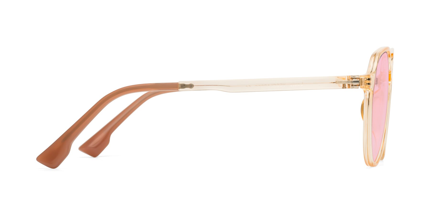 Side of Louis in Coral with Light Pink Tinted Lenses
