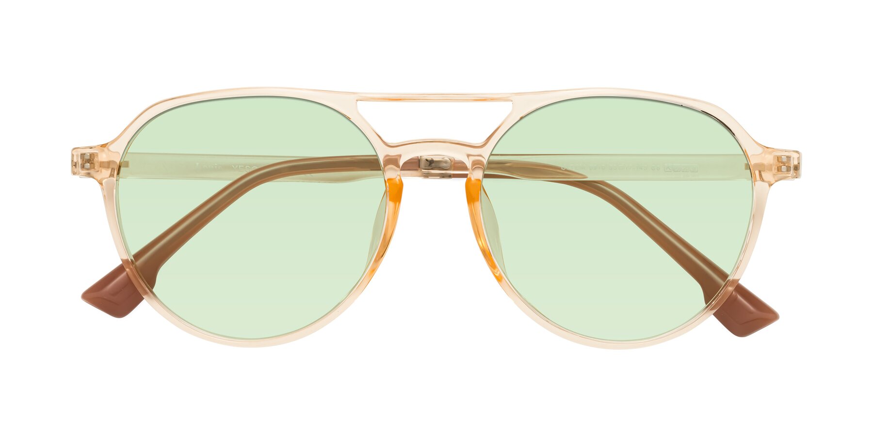 Folded Front of Louis in Honey with Light Green Tinted Lenses