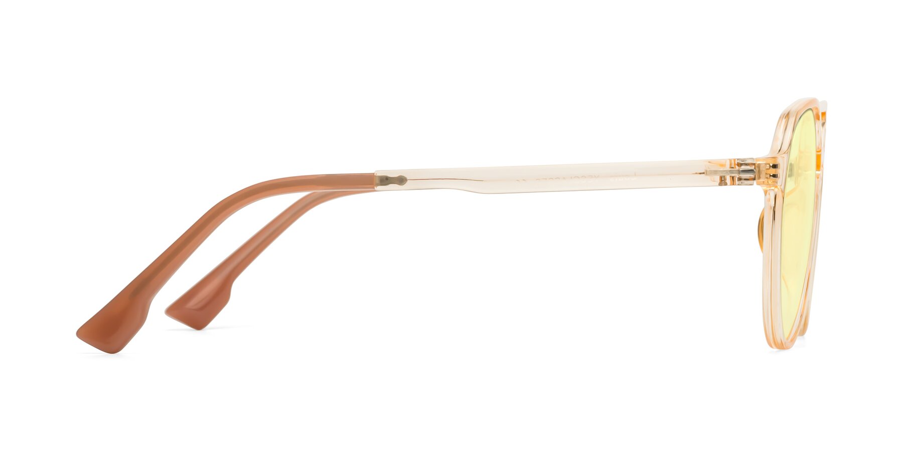 Side of Louis in Coral with Light Yellow Tinted Lenses