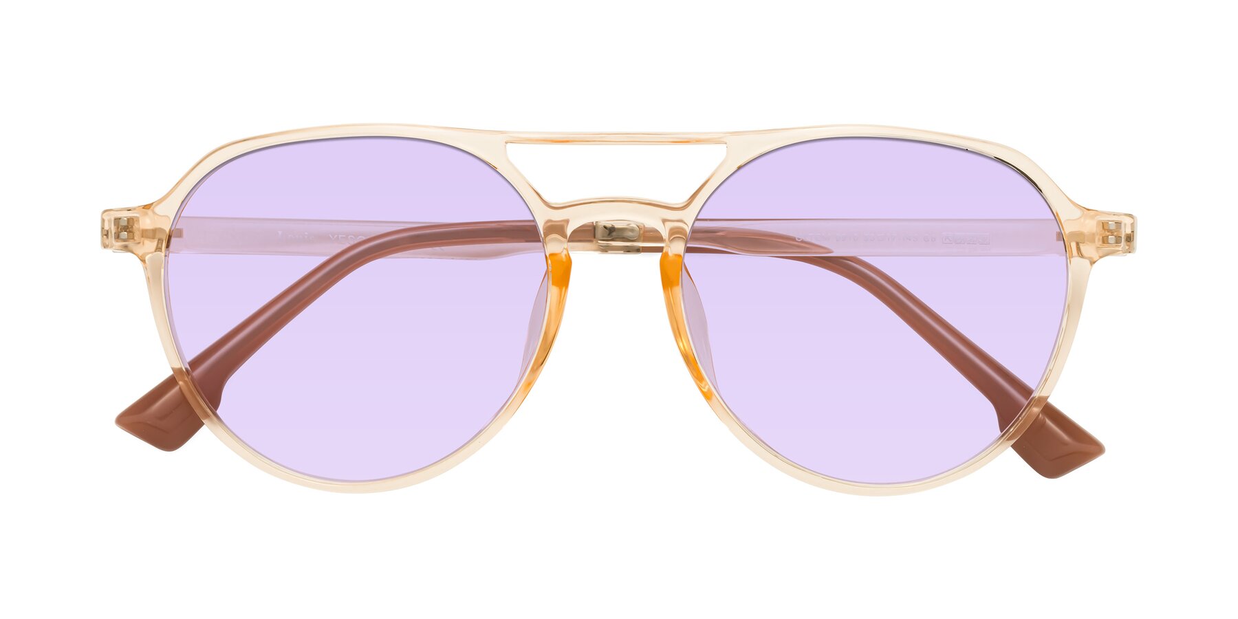 Folded Front of Louis in Honey with Light Purple Tinted Lenses