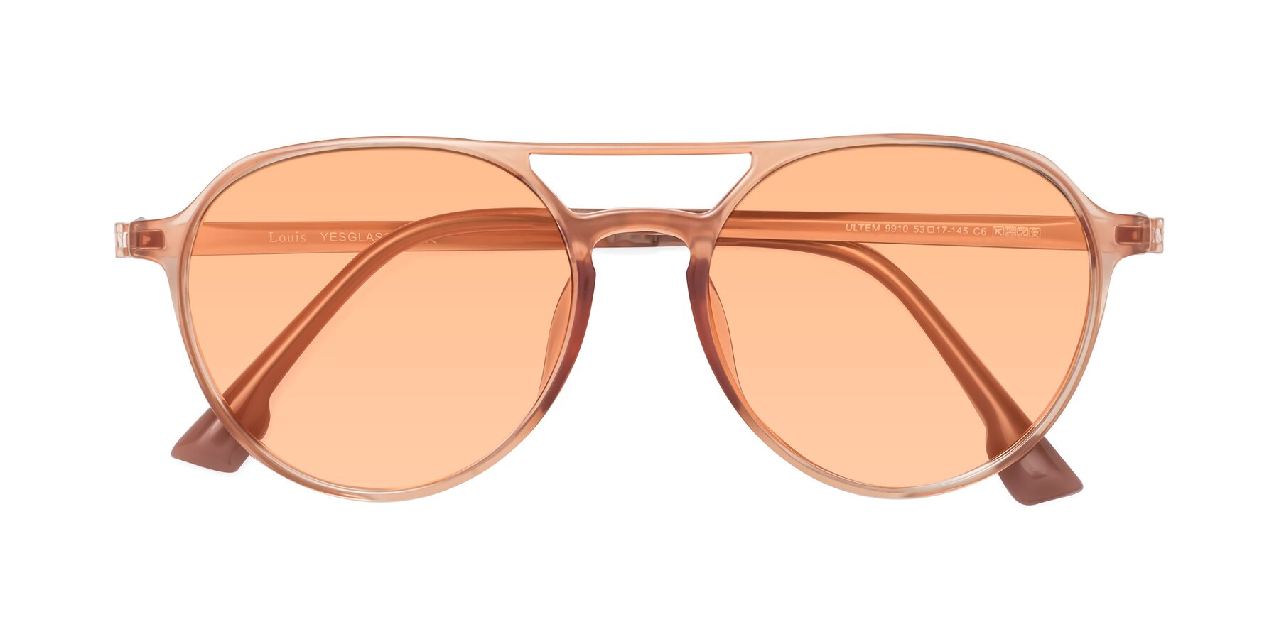 Folded Front of Louis in Coral with Light Orange Tinted Lenses