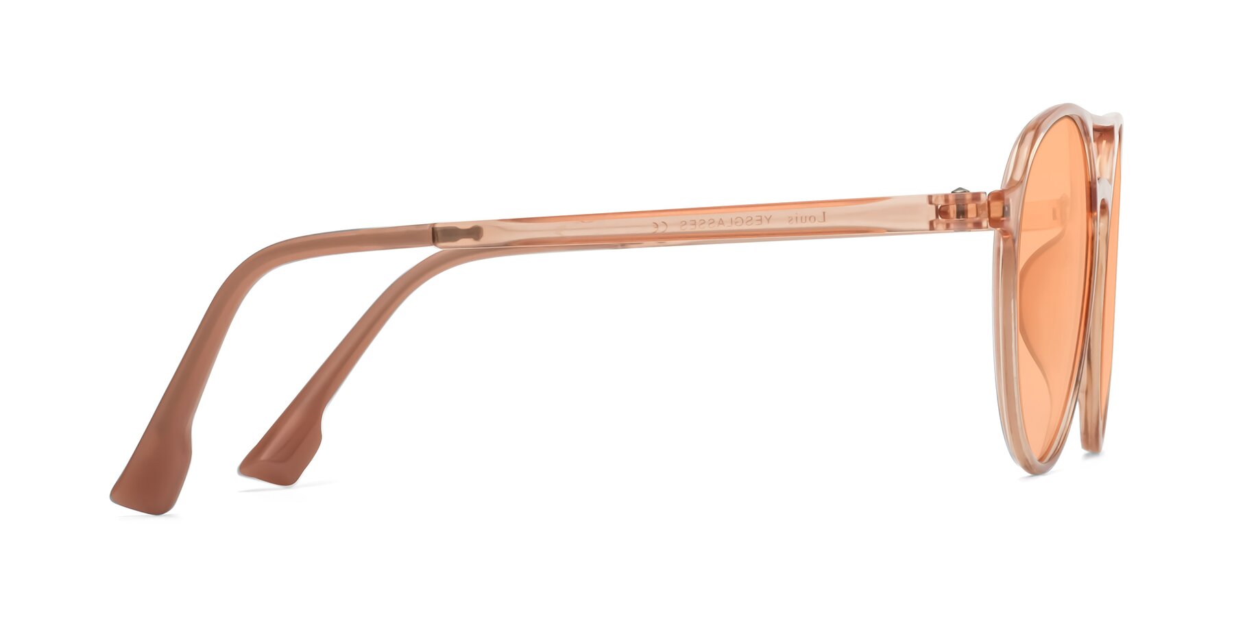 Side of Louis in Coral with Light Orange Tinted Lenses