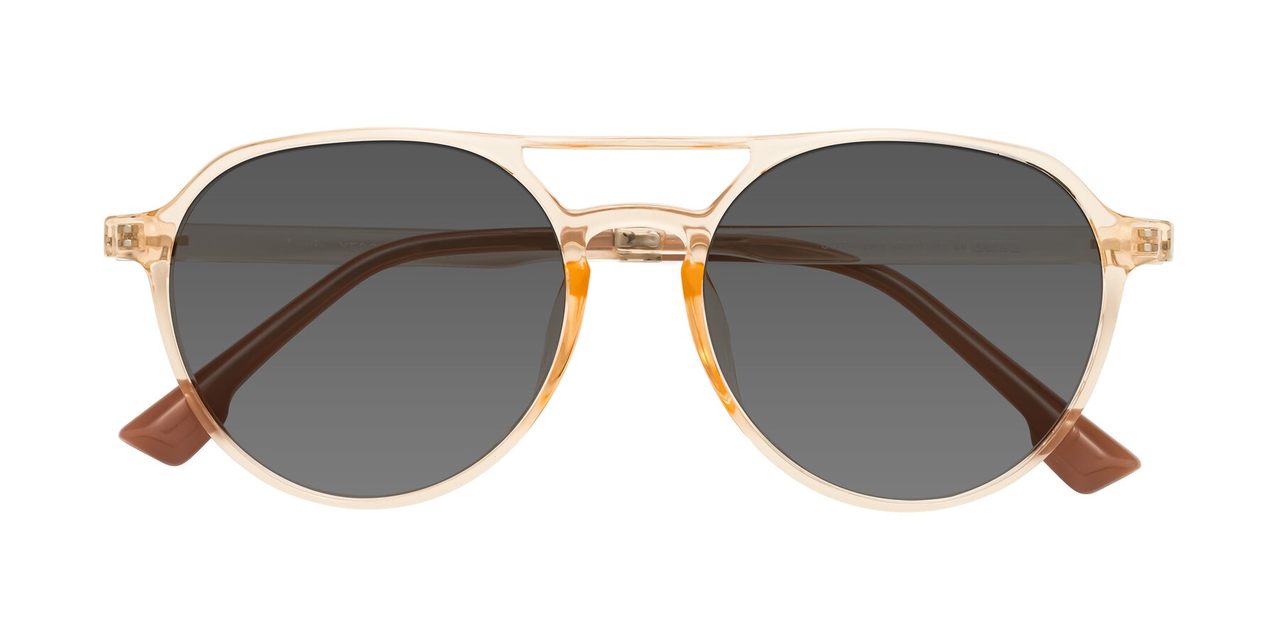 Folded Front of Louis in Coral with Medium Gray Tinted Lenses