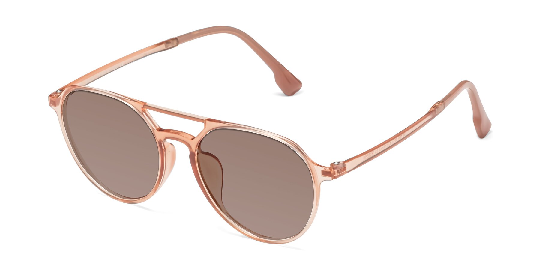 Angle of Louis in Coral with Medium Brown Tinted Lenses