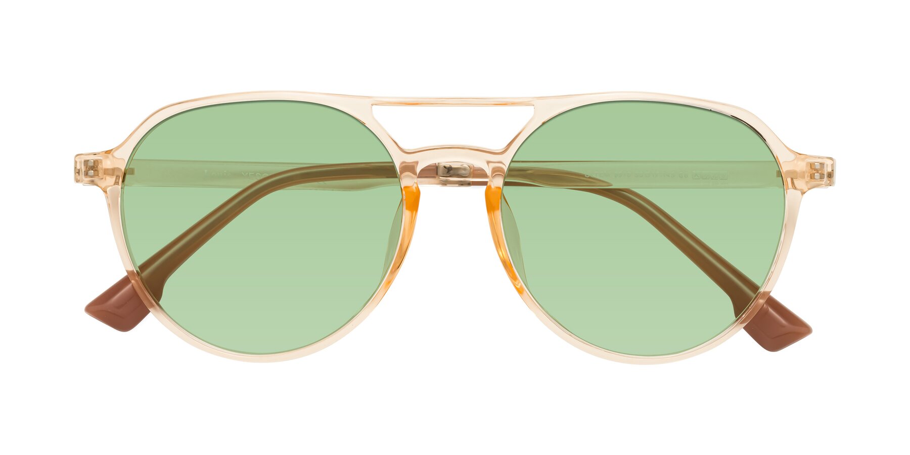 Folded Front of Louis in Honey with Medium Green Tinted Lenses