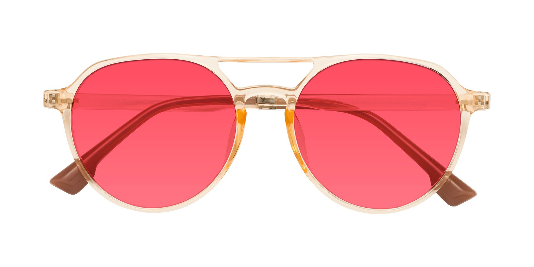 Folded Front of Louis in Honey with Red Tinted Lenses