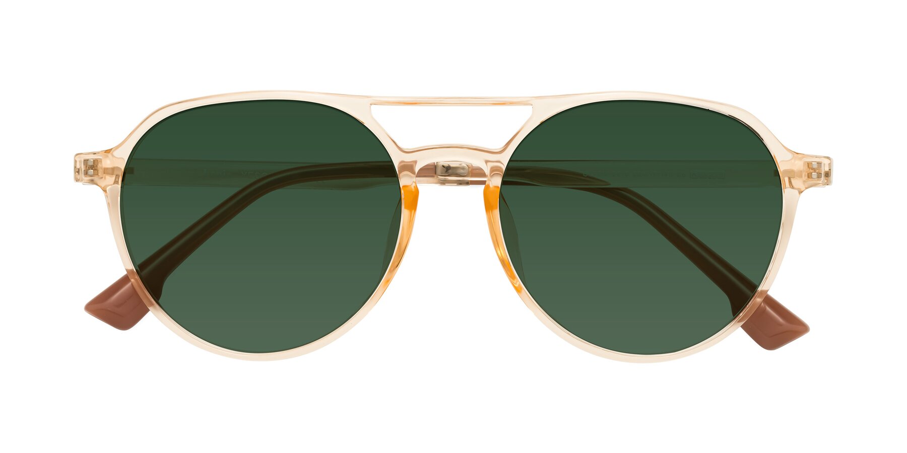 Folded Front of Louis in Honey with Green Tinted Lenses