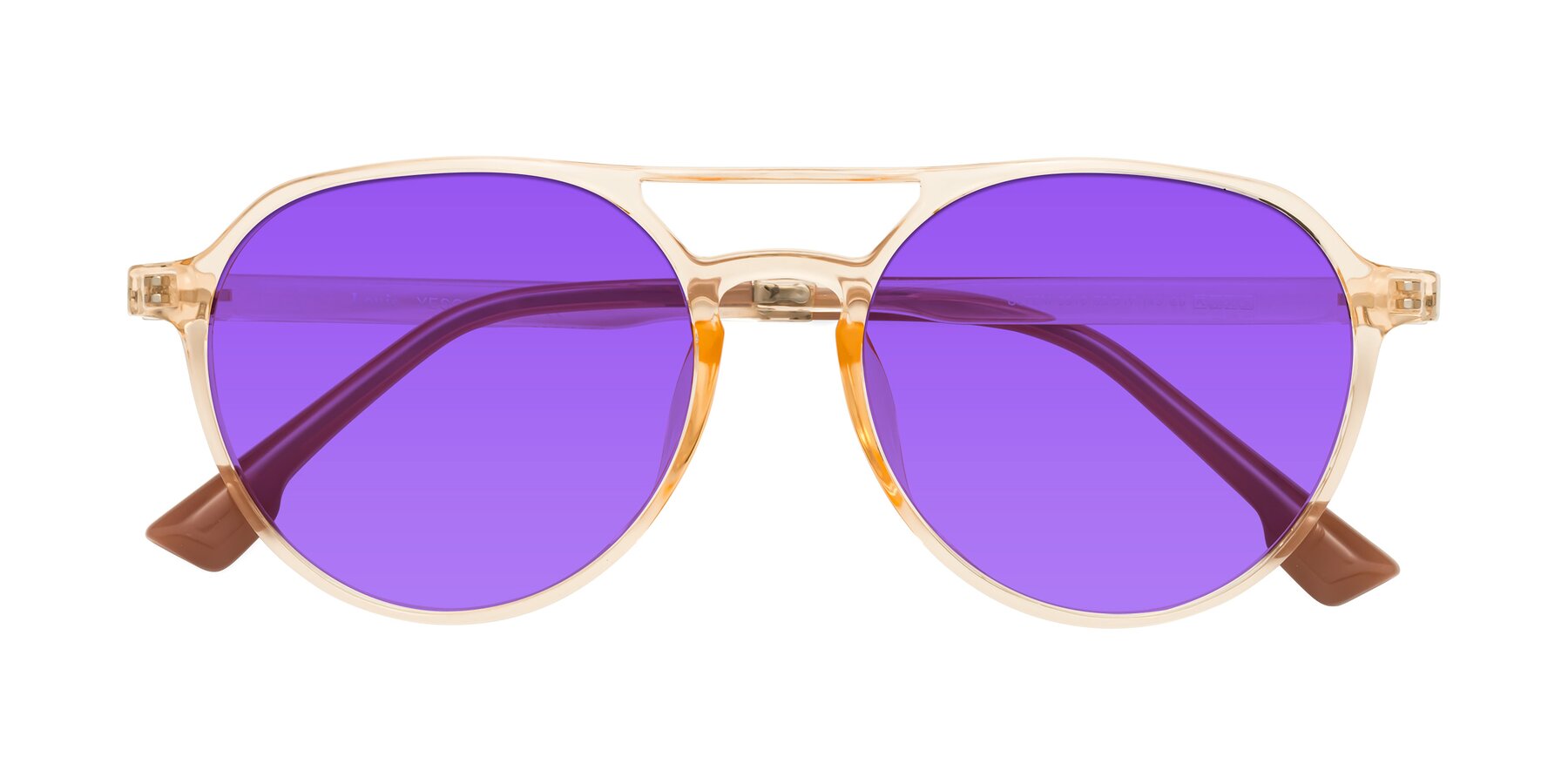 Folded Front of Louis in Honey with Purple Tinted Lenses