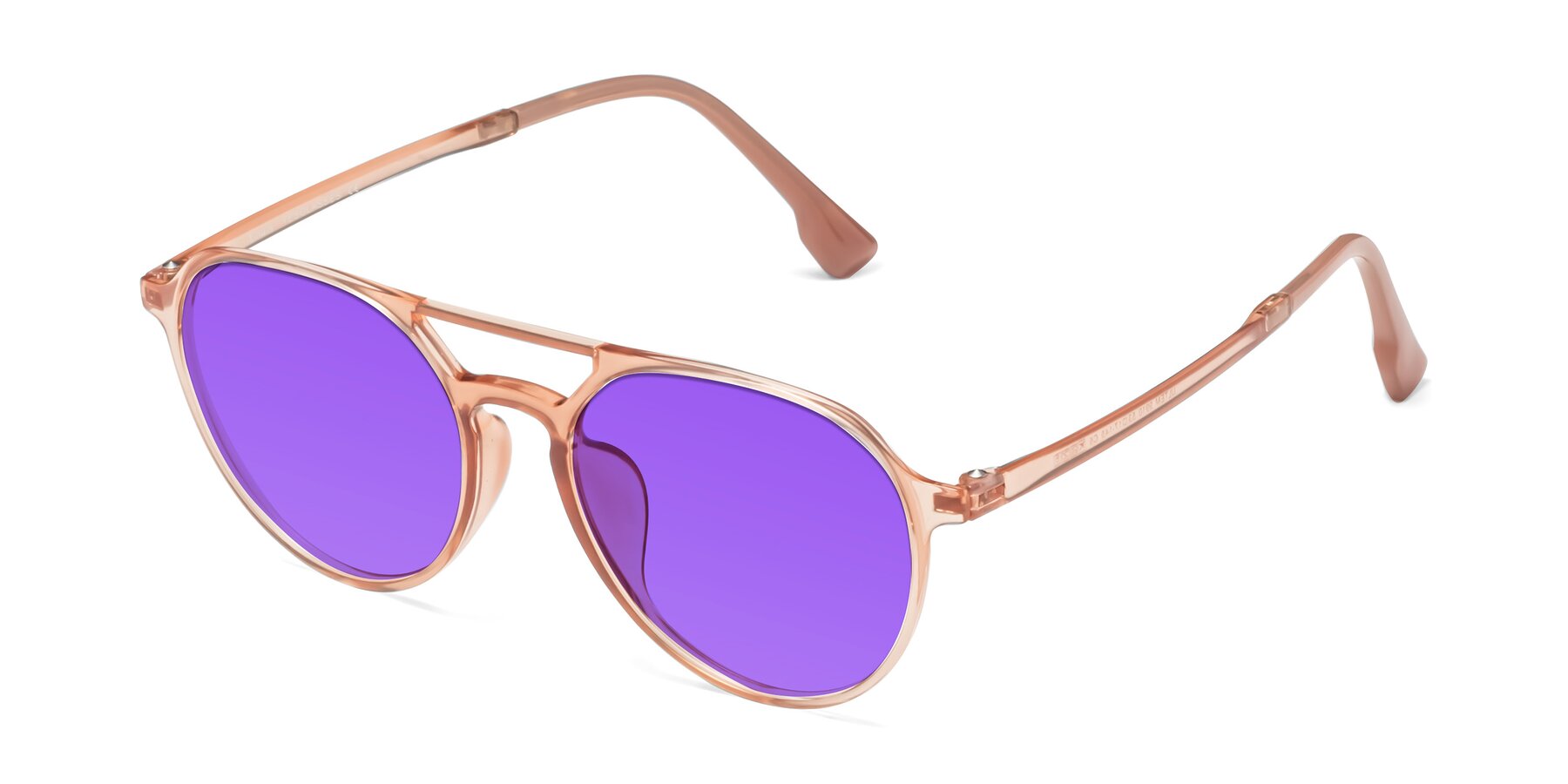 Angle of Louis in Coral with Purple Tinted Lenses