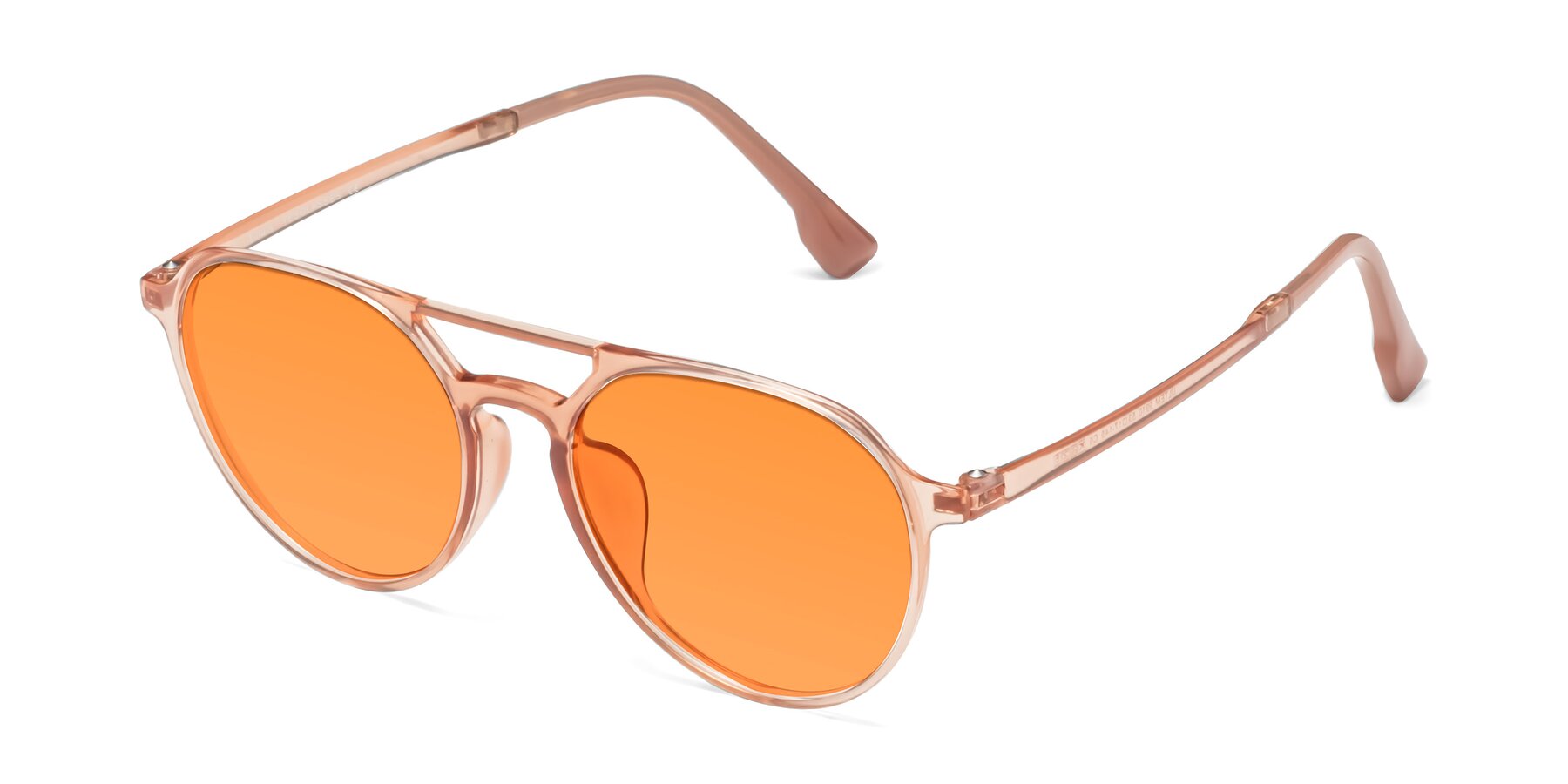 Angle of Louis in Coral with Orange Tinted Lenses