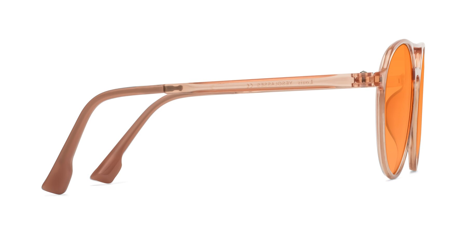 Side of Louis in Coral with Orange Tinted Lenses