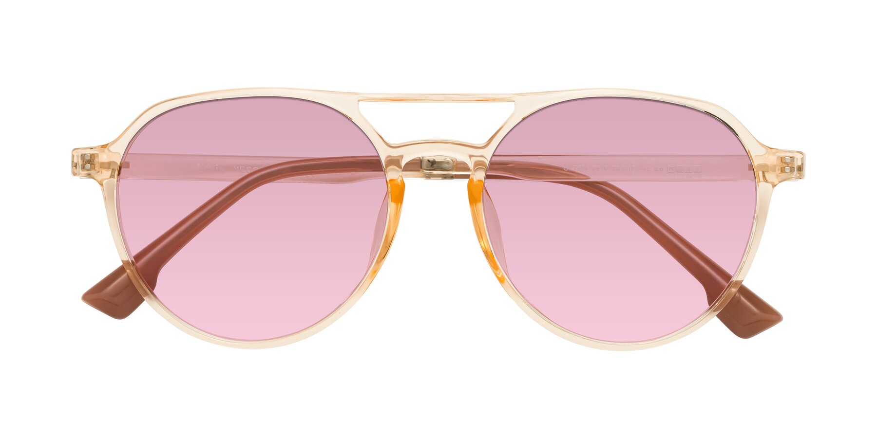 Folded Front of Louis in Honey with Light Wine Tinted Lenses