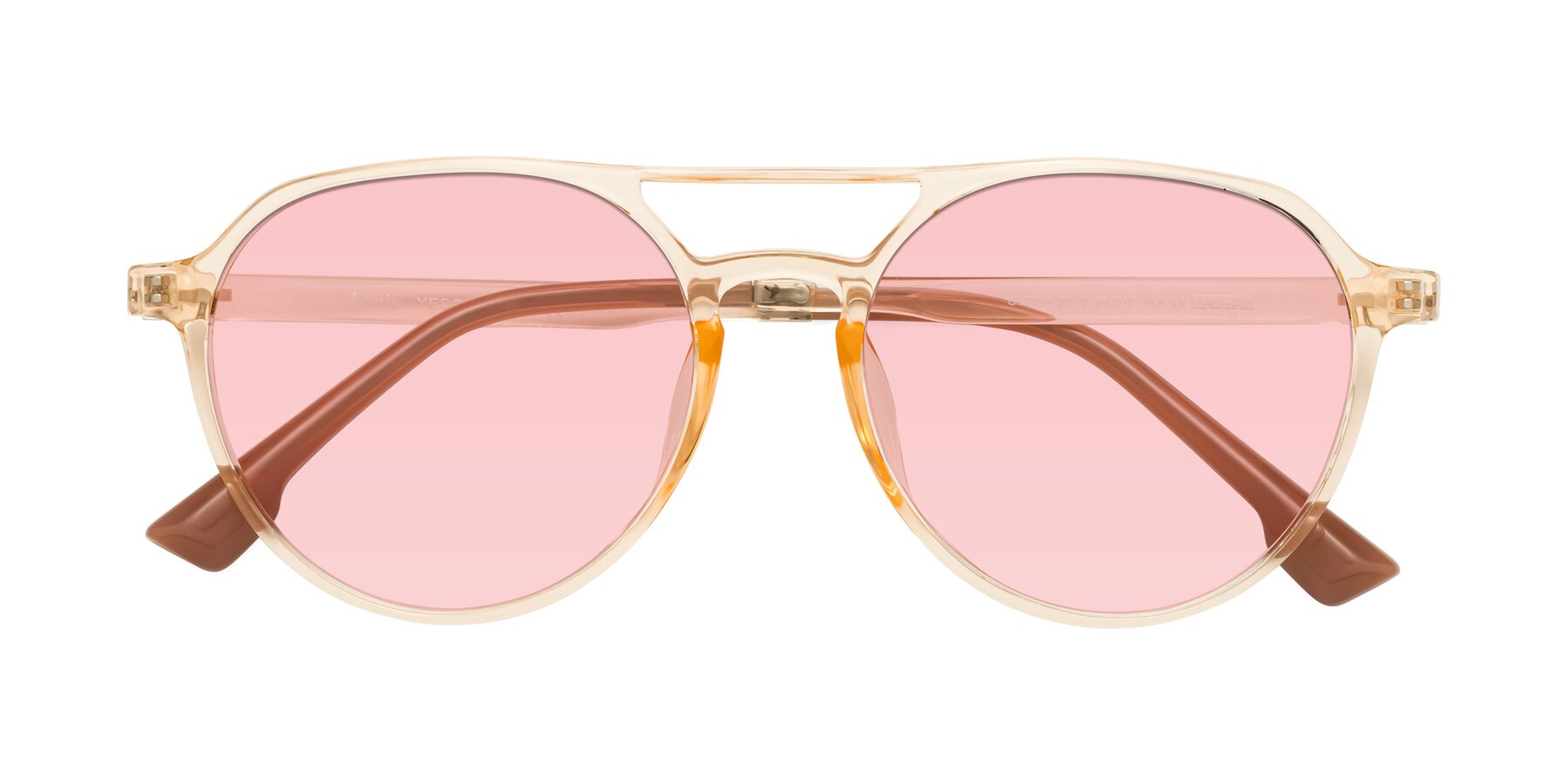 Folded Front of Louis in Honey with Light Garnet Tinted Lenses