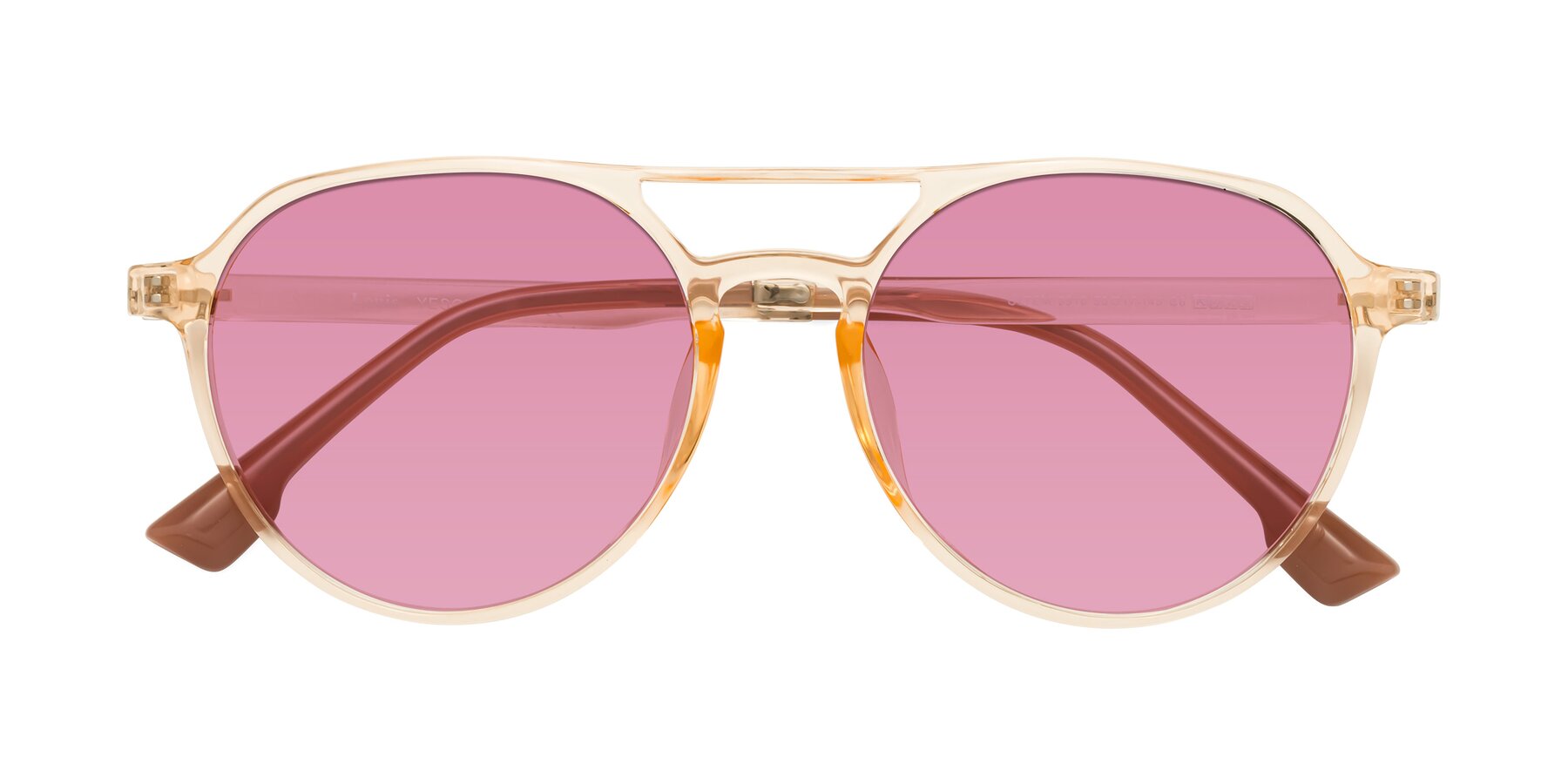 Folded Front of Louis in Honey with Medium Wine Tinted Lenses