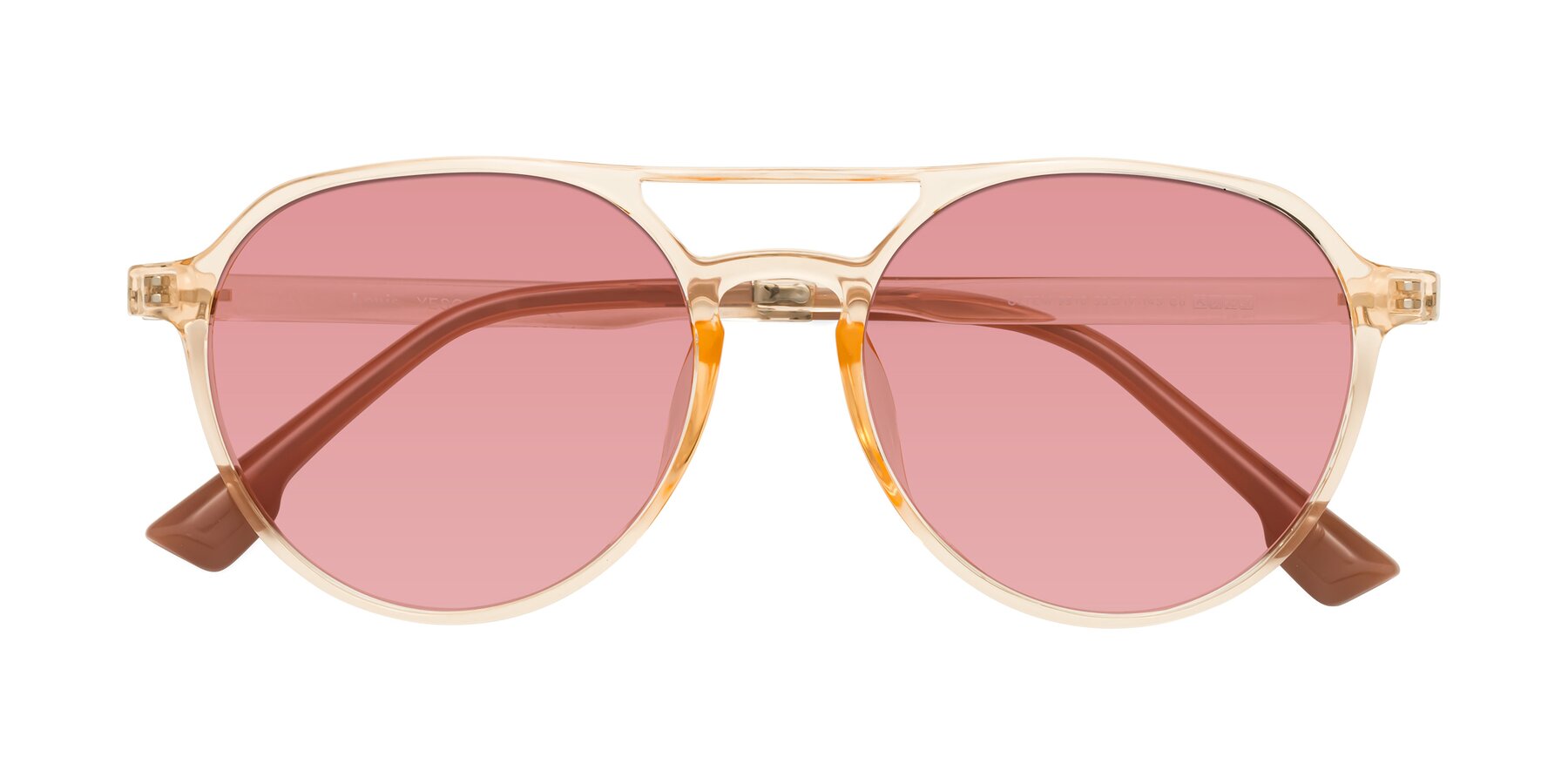 Folded Front of Louis in Honey with Medium Garnet Tinted Lenses