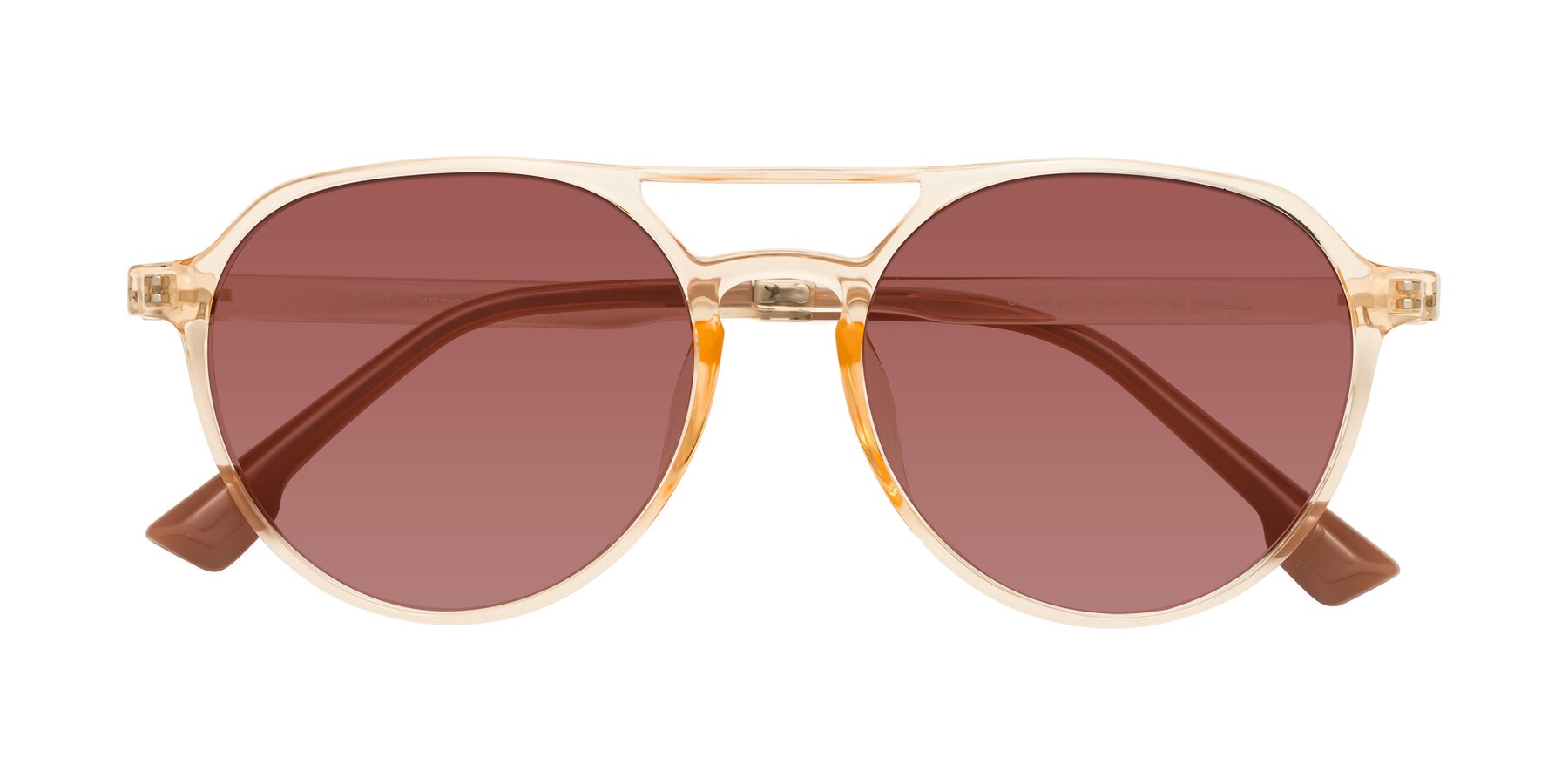 Folded Front of Louis in Honey with Garnet Tinted Lenses