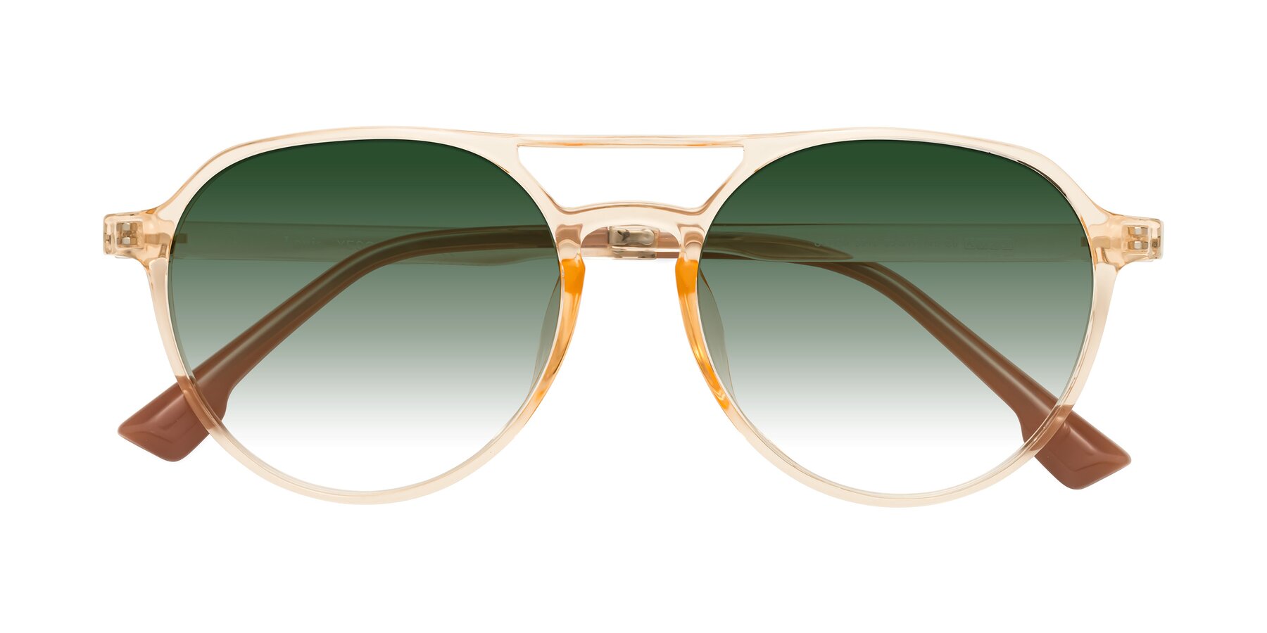 Folded Front of Louis in Honey with Green Gradient Lenses
