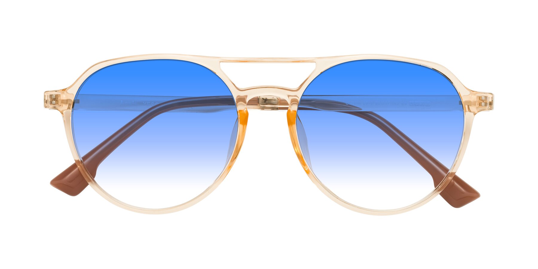 Folded Front of Louis in Honey with Blue Gradient Lenses