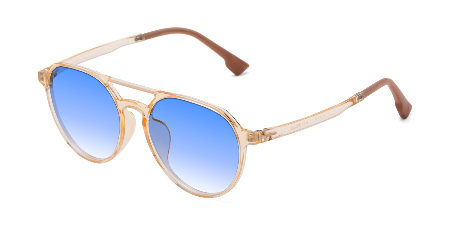 Angle of Louis in Honey with Blue Gradient Lenses