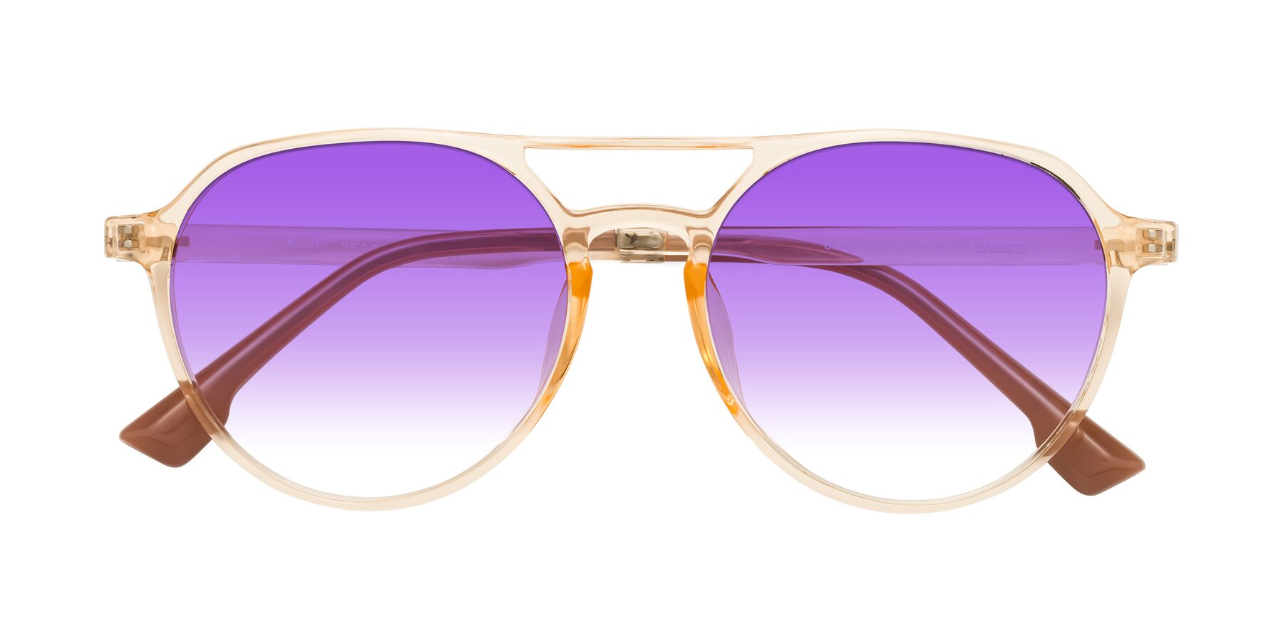 Folded Front of Louis in Honey with Purple Gradient Lenses