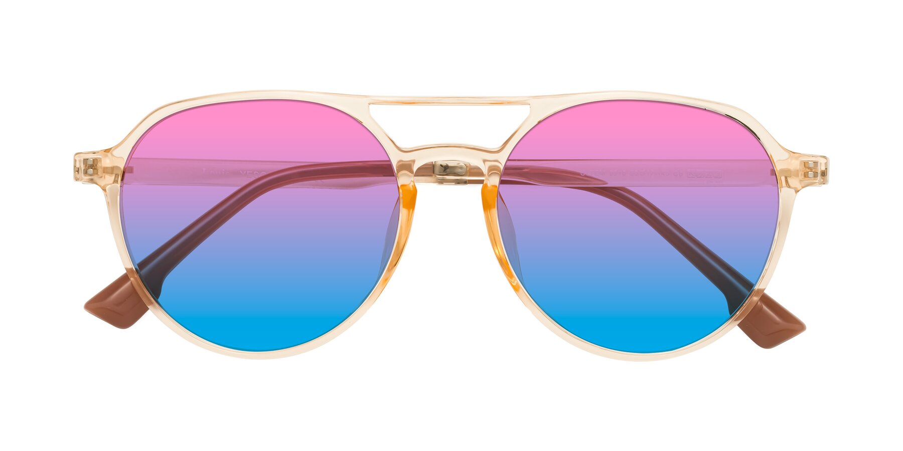 Folded Front of Louis in Honey with Pink / Blue Gradient Lenses