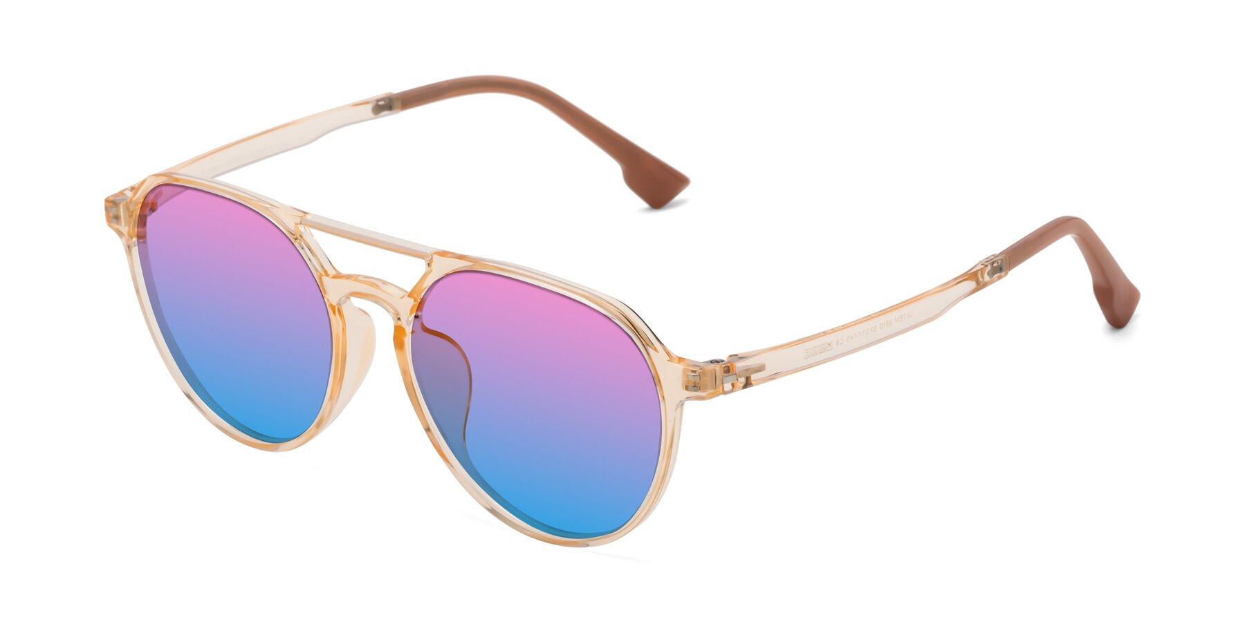 Angle of Louis in Honey with Pink / Blue Gradient Lenses
