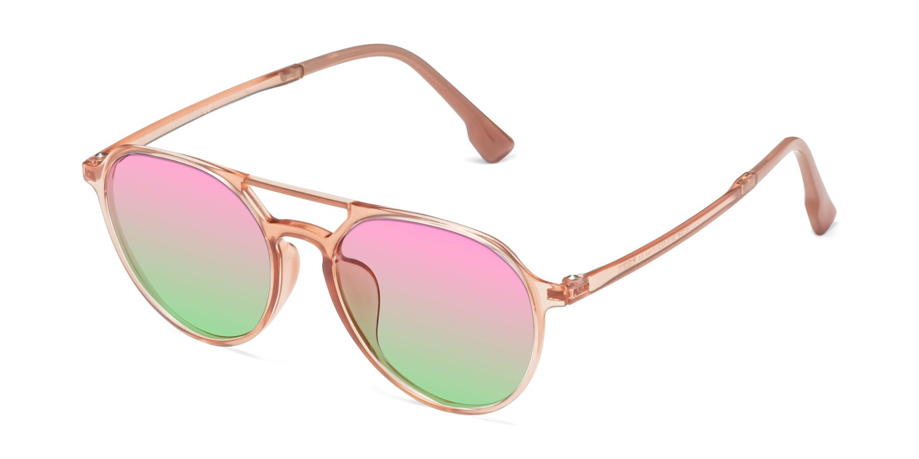 Angle of Louis in Coral with Pink / Green Gradient Lenses