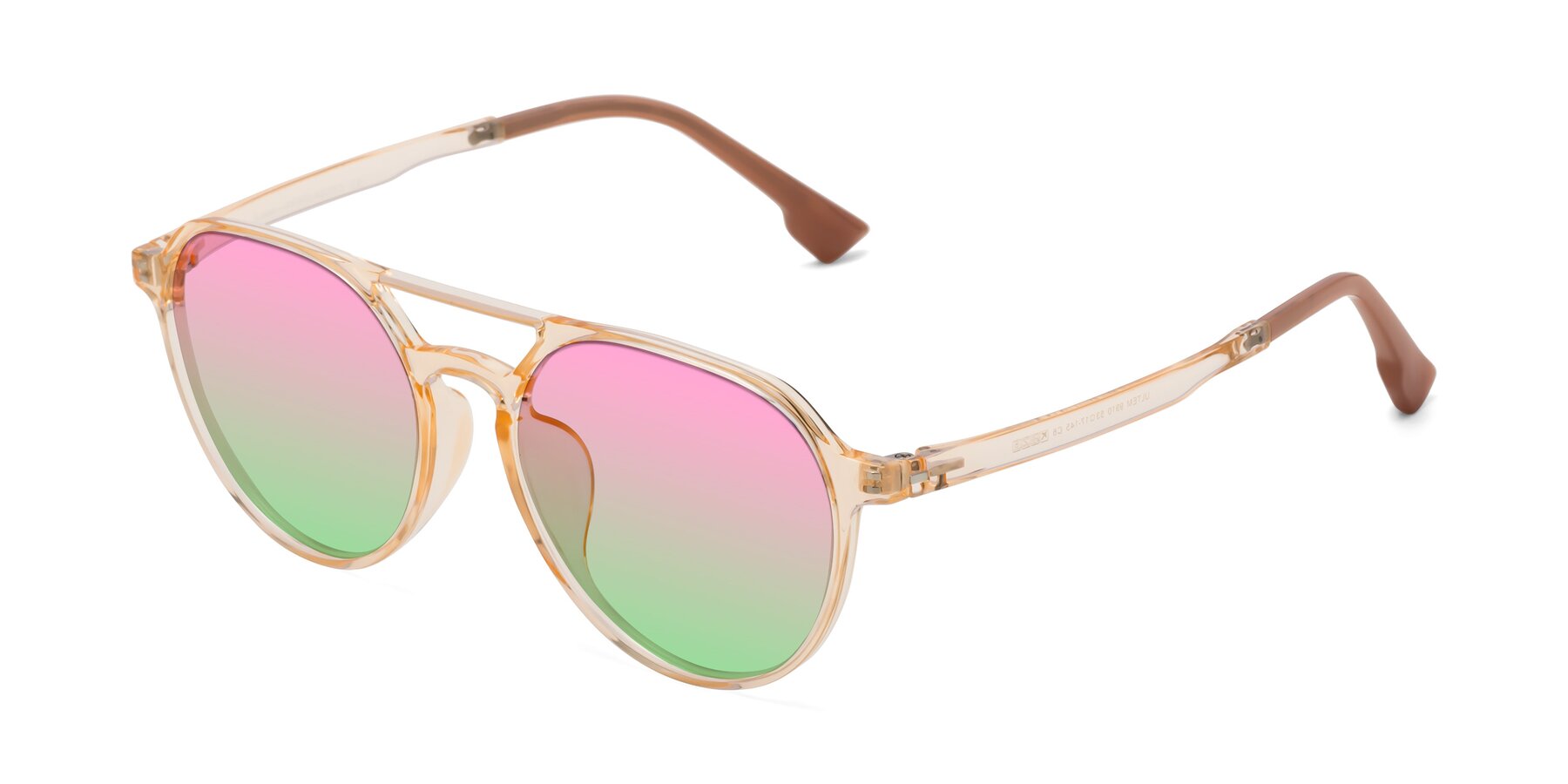 Angle of Louis in Honey with Pink / Green Gradient Lenses