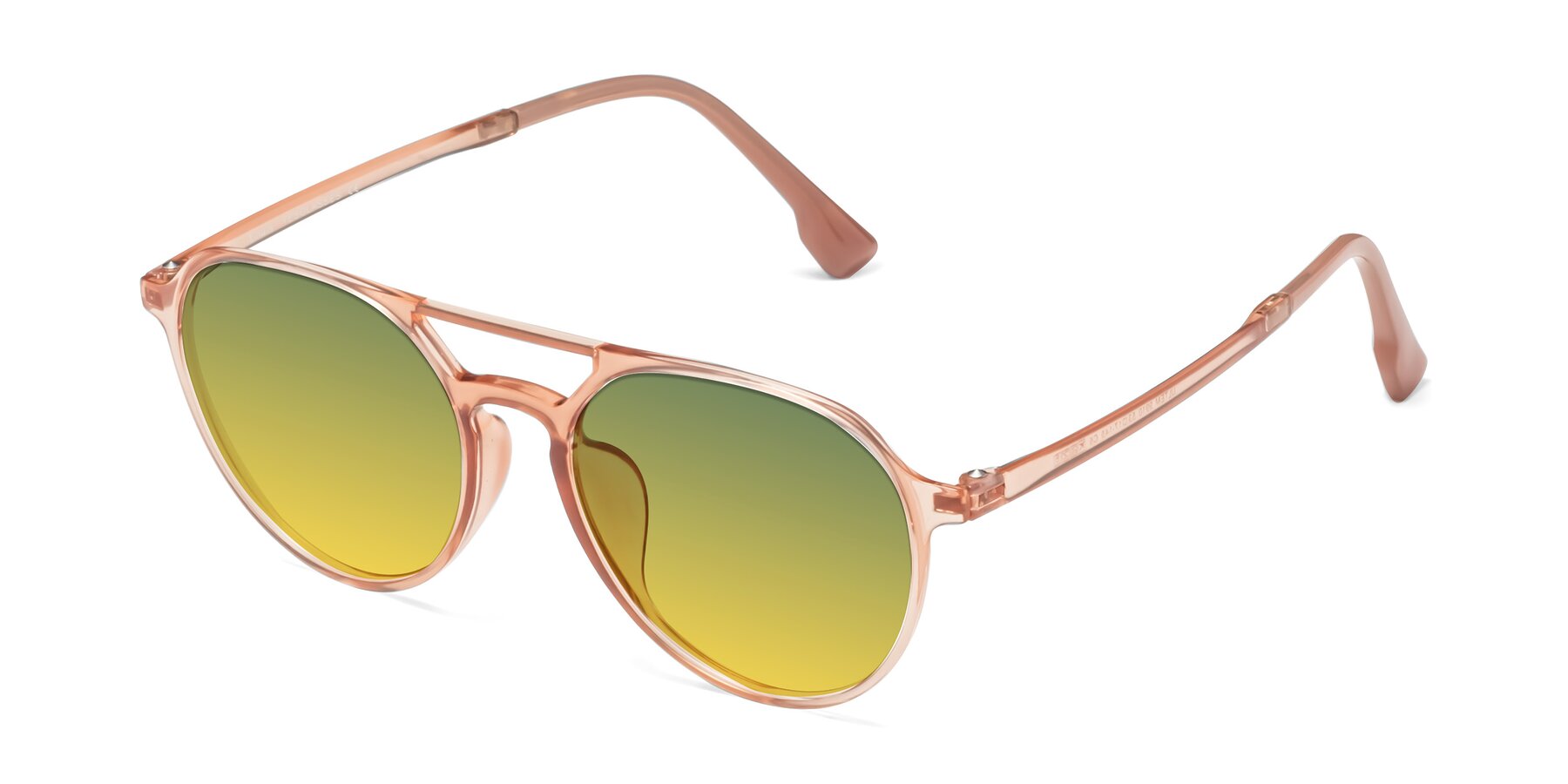 Angle of Louis in Coral with Green / Yellow Gradient Lenses