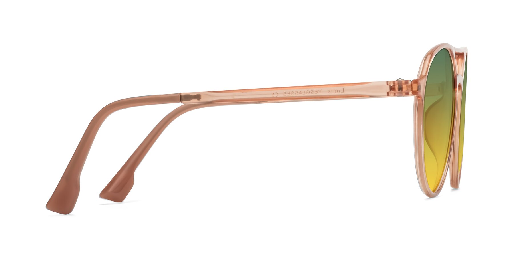 Side of Louis in Coral with Green / Yellow Gradient Lenses