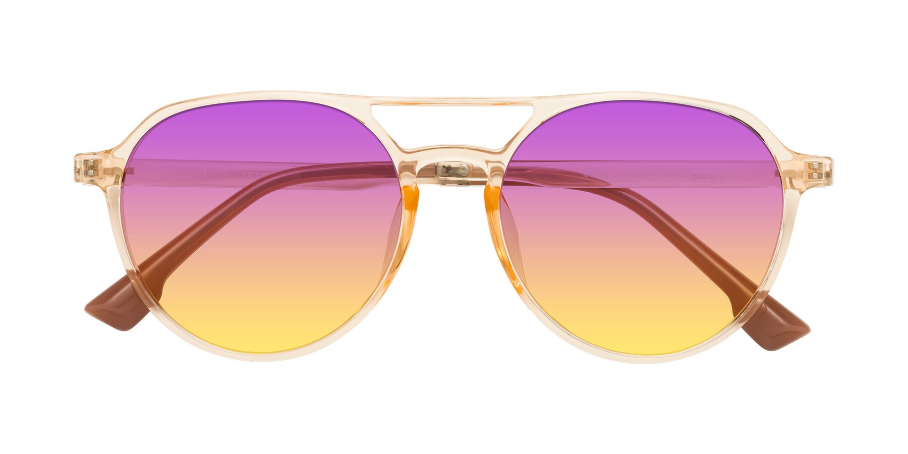 Folded Front of Louis in Honey with Purple / Yellow Gradient Lenses