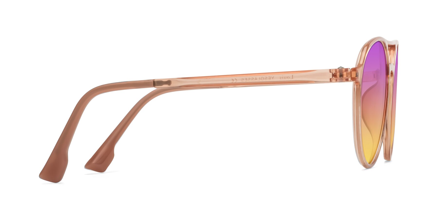 Side of Louis in Coral with Purple / Yellow Gradient Lenses