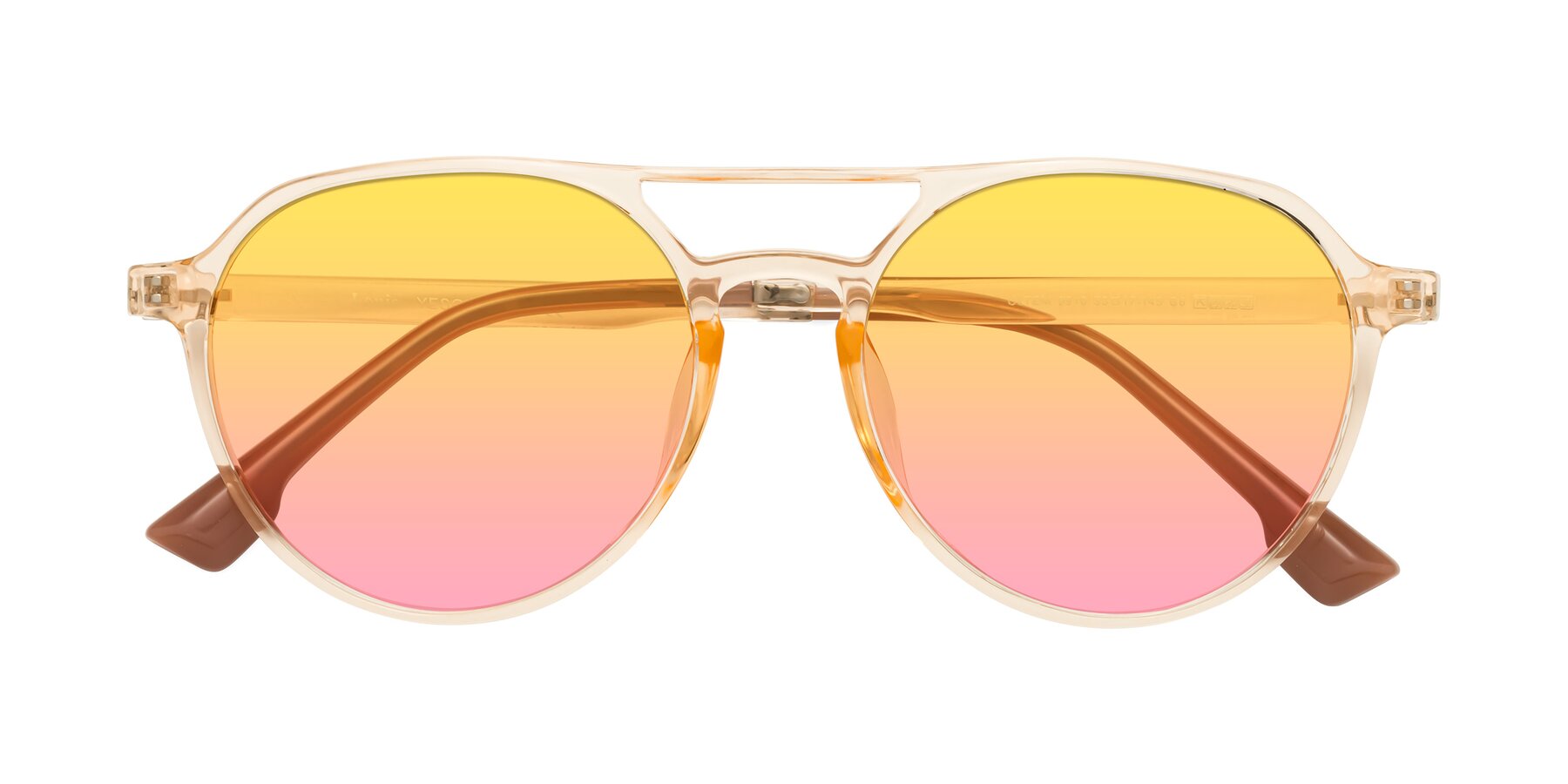 Folded Front of Louis in Honey with Yellow / Pink Gradient Lenses