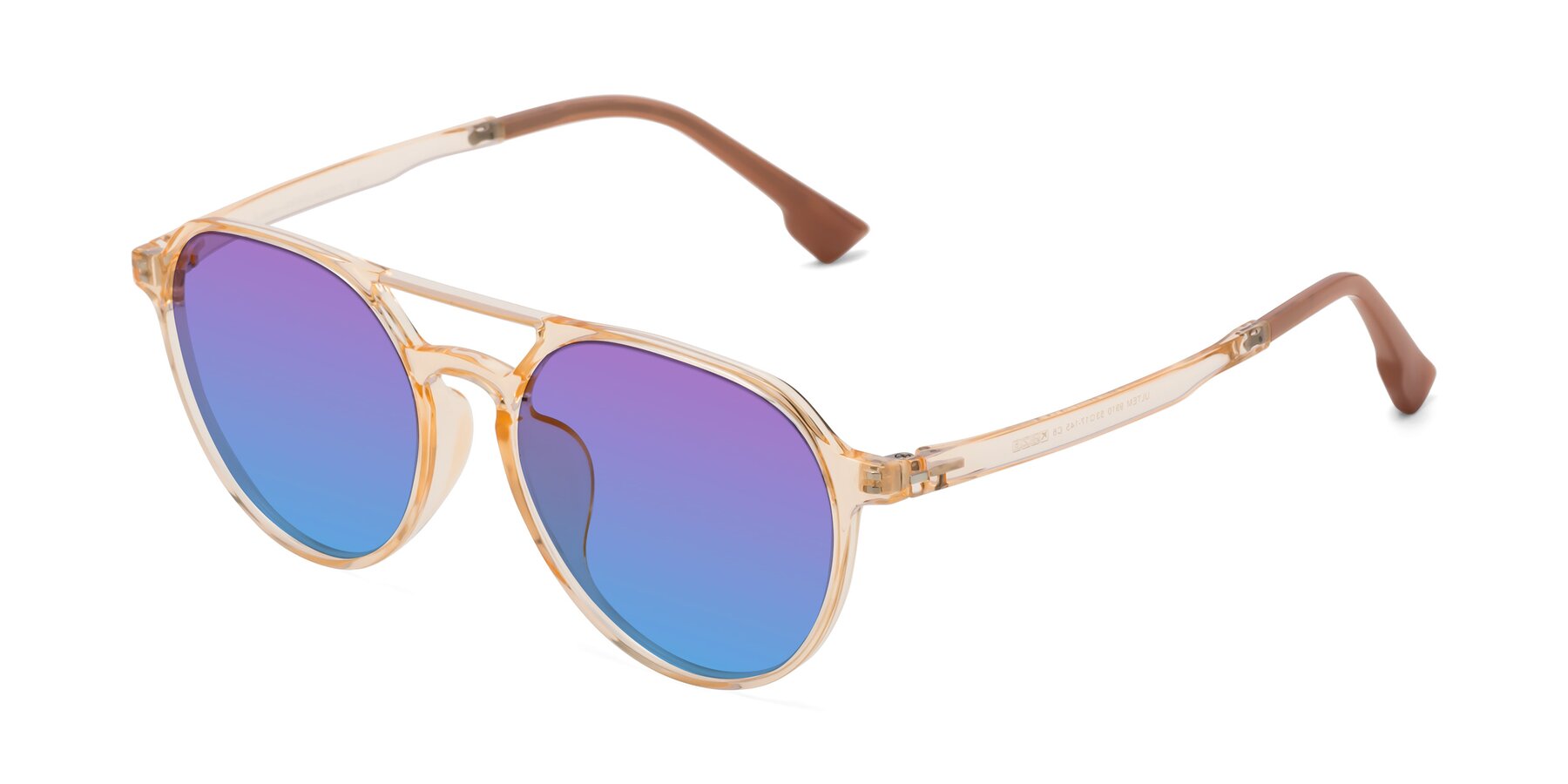 Angle of Louis in Honey with Purple / Blue Gradient Lenses