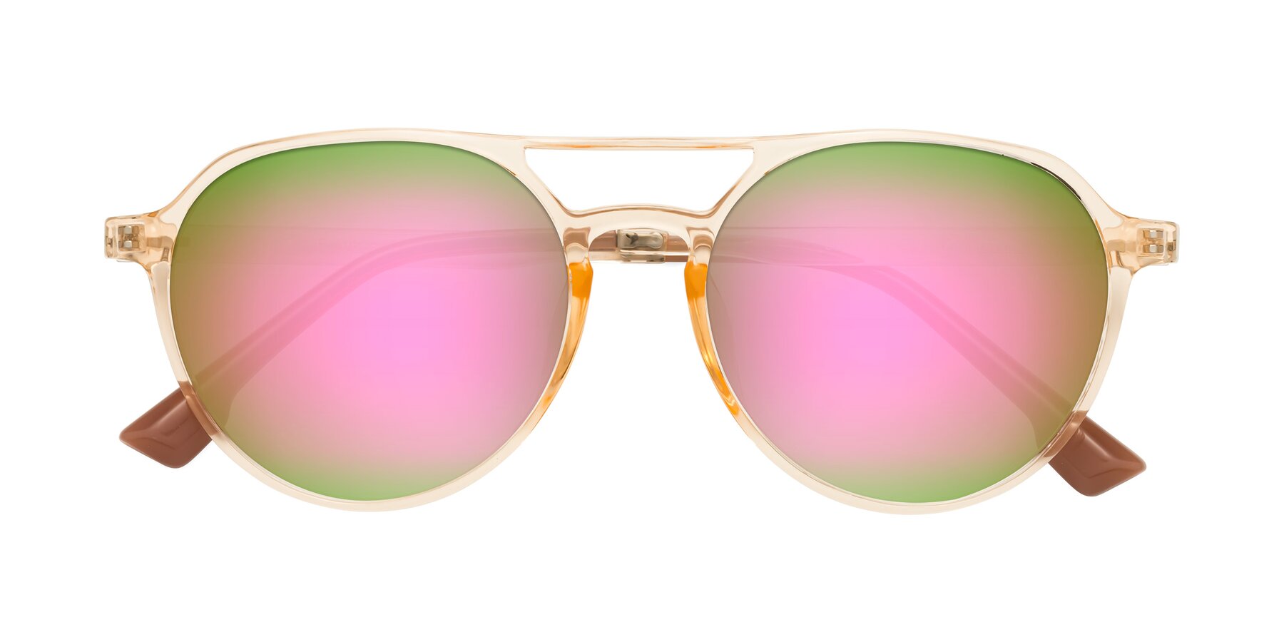 Folded Front of Louis in Honey with Pink Mirrored Lenses