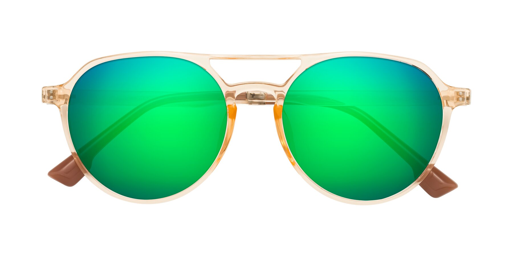 Folded Front of Louis in Honey with Green Mirrored Lenses