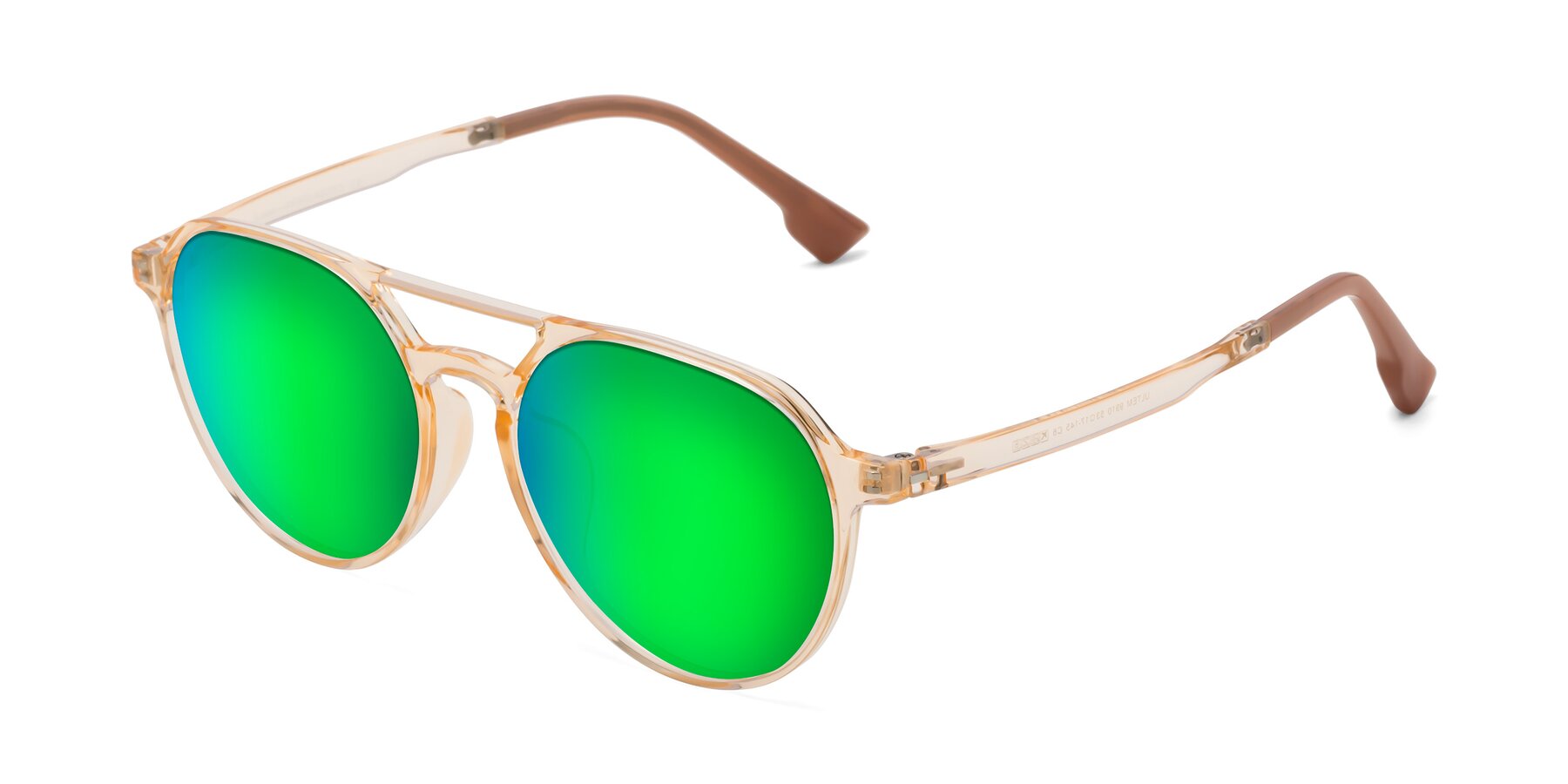 Angle of Louis in Honey with Green Mirrored Lenses