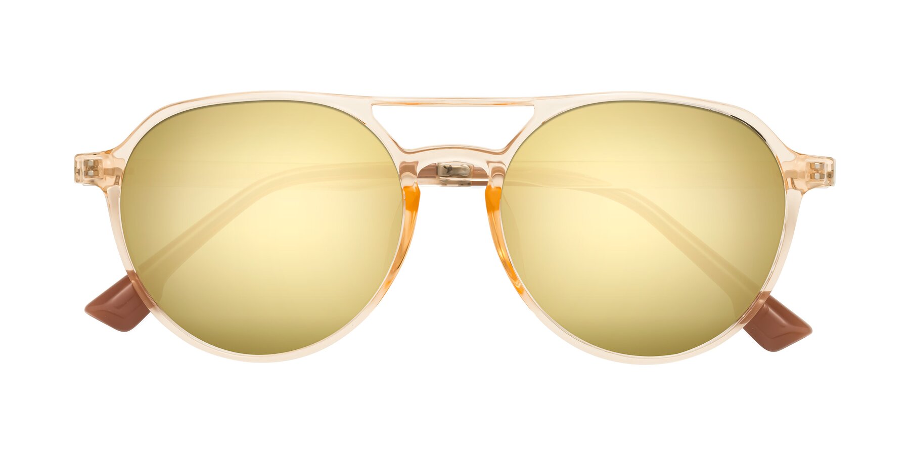 Folded Front of Louis in Honey with Gold Mirrored Lenses