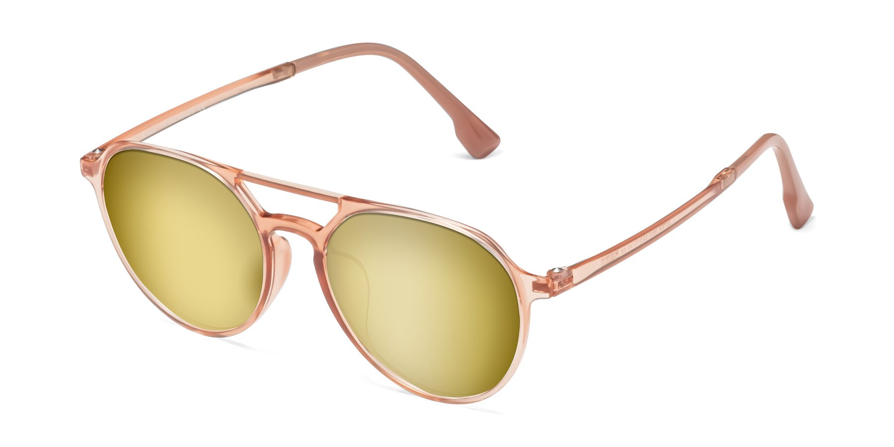 Angle of Louis in Coral with Gold Mirrored Lenses