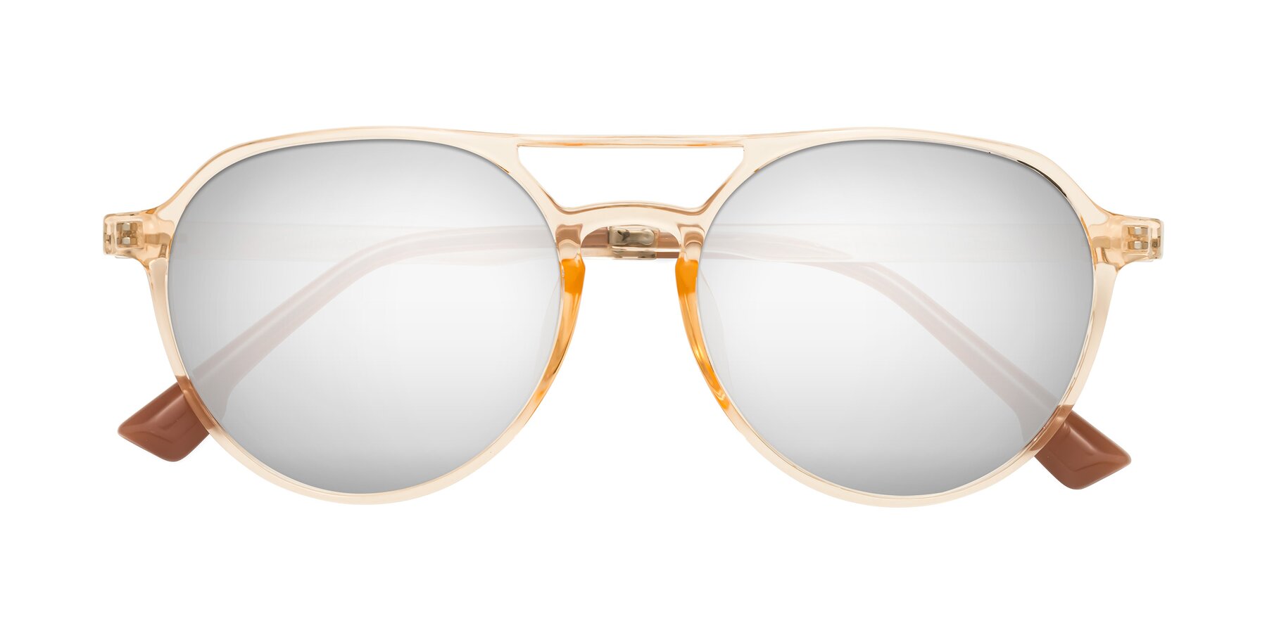 Folded Front of Louis in Honey with Silver Mirrored Lenses