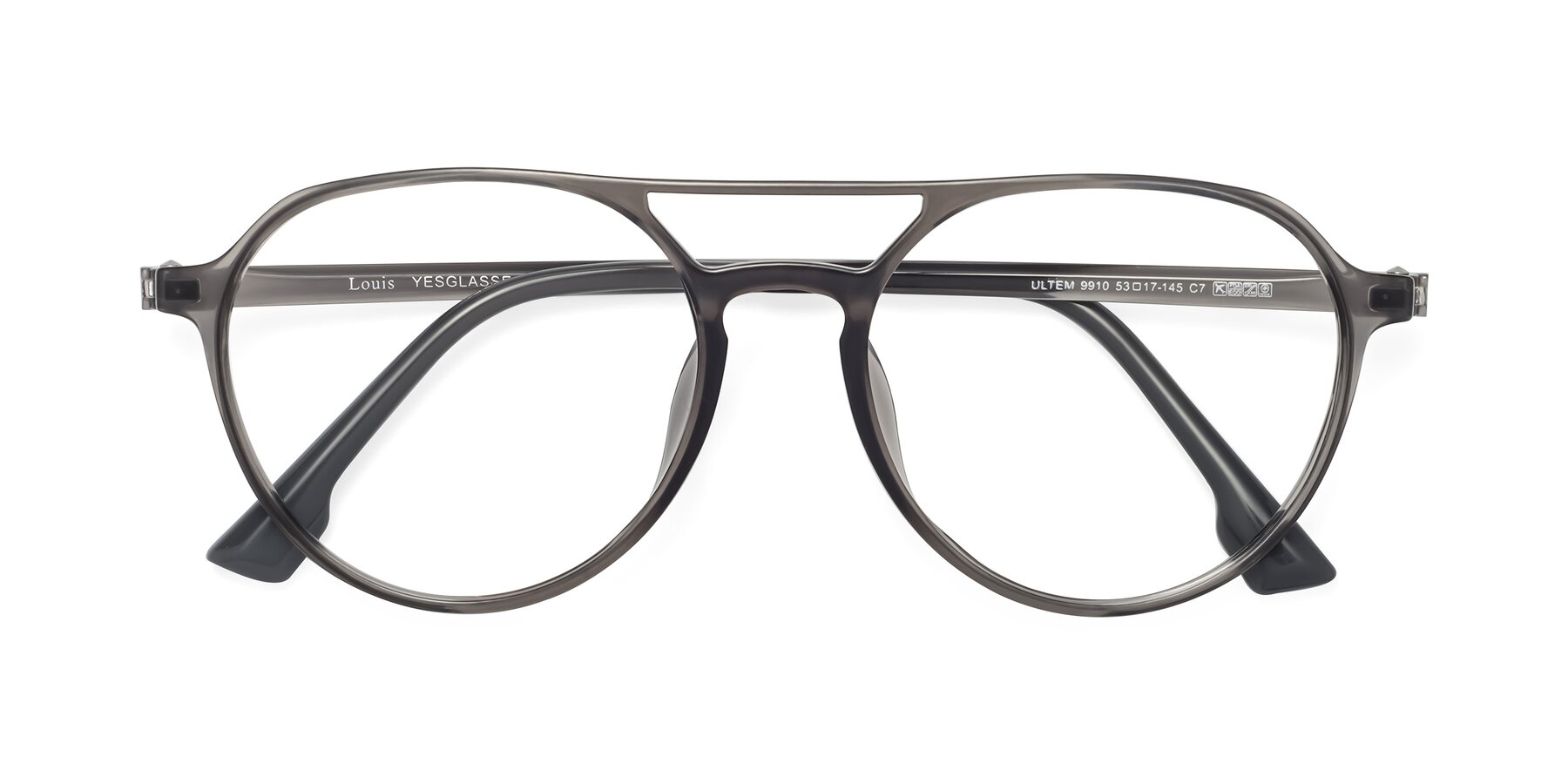 Folded Front of Louis in Gray with Clear Reading Eyeglass Lenses