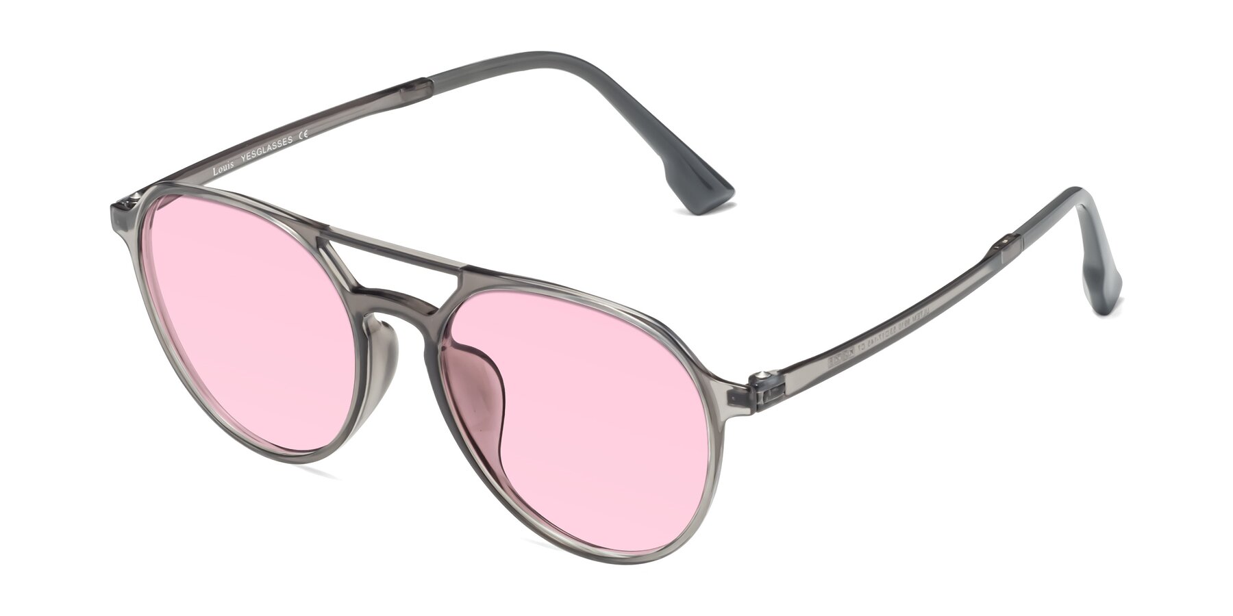 Angle of Louis in Gray with Light Pink Tinted Lenses